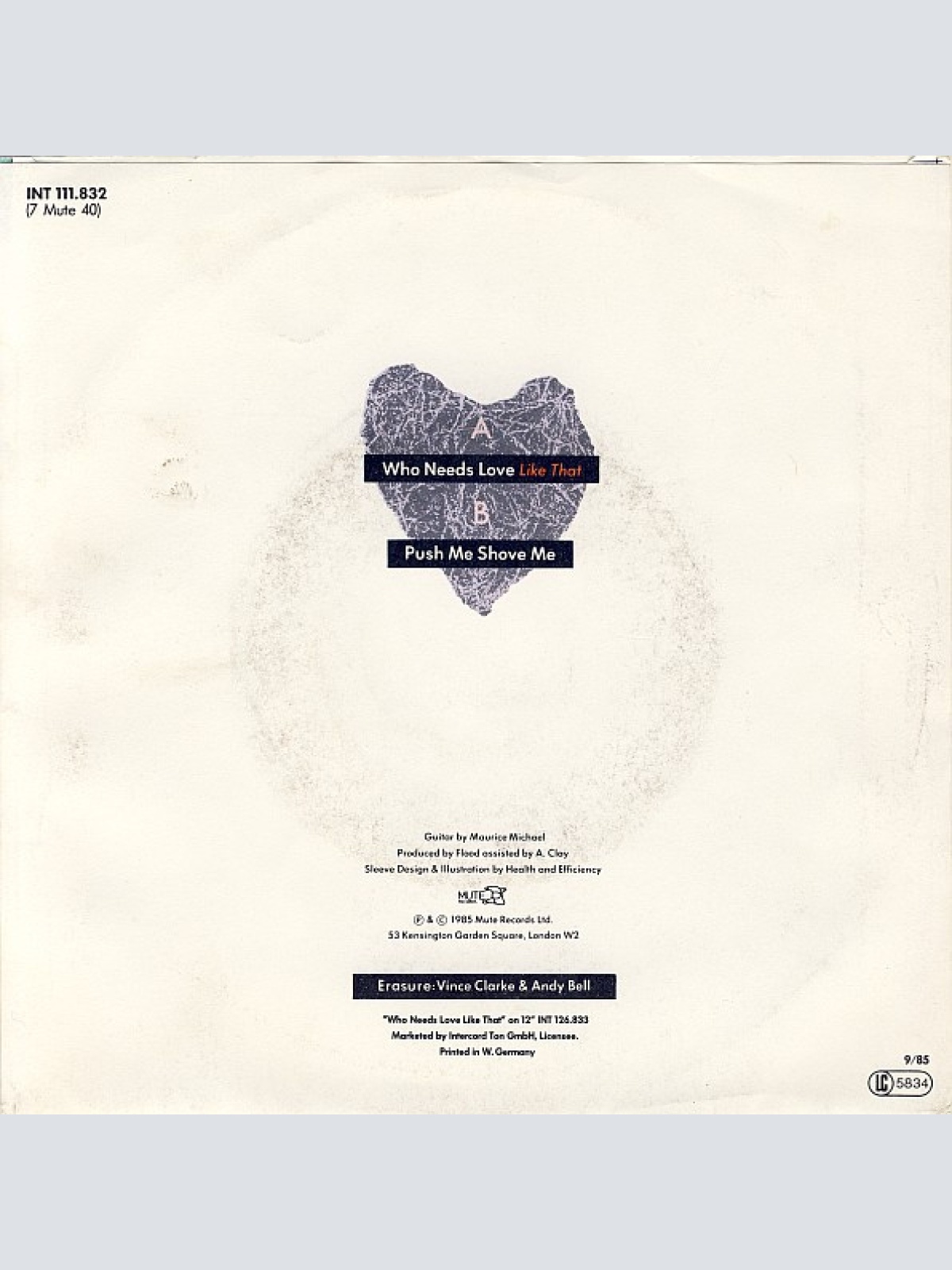 Vinyl / Erasure - Who Needs Love Like That