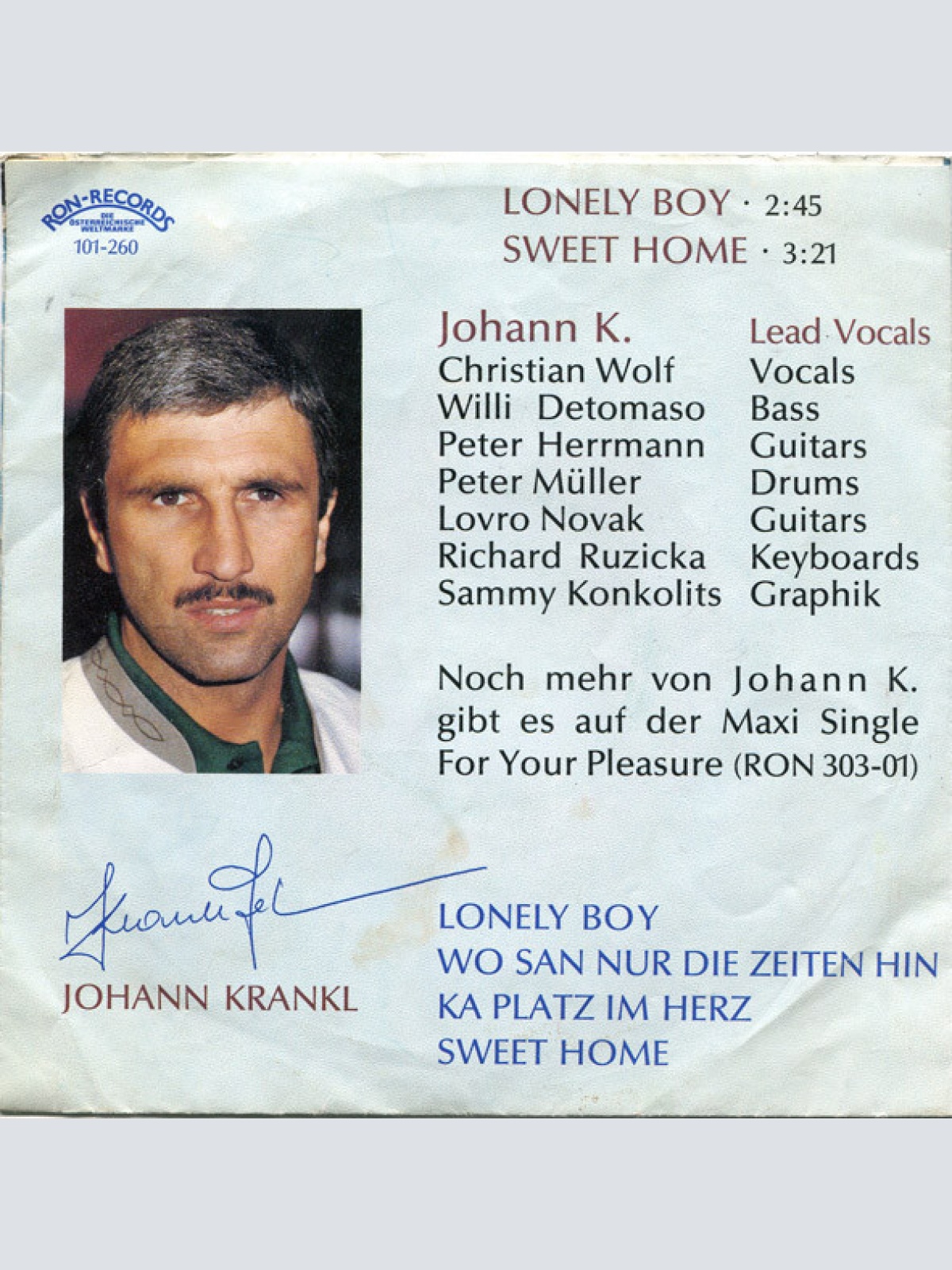 Vinyl / Johann K.* - Lonely Boy