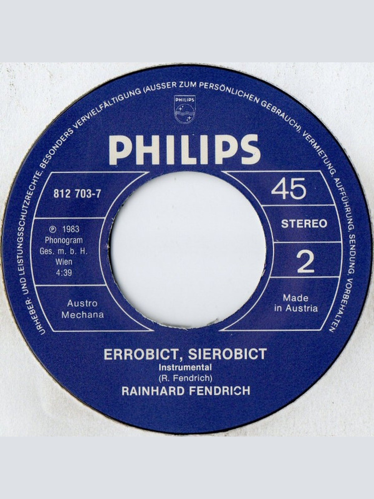 Vinyl / Rainhard Fendrich - Erobict Sierobict