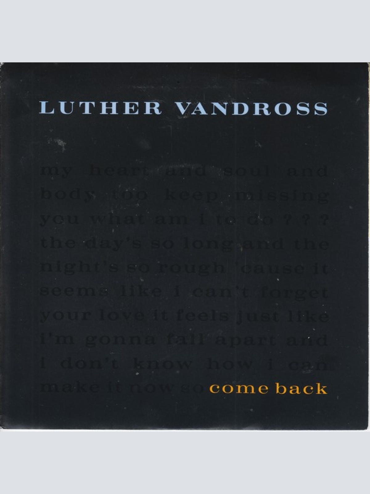 Vinyl / Luther Vandross - Come Back