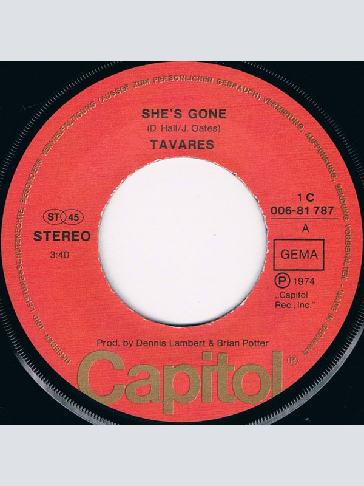 Vinyl / Tavares - She's Gone / To Love You