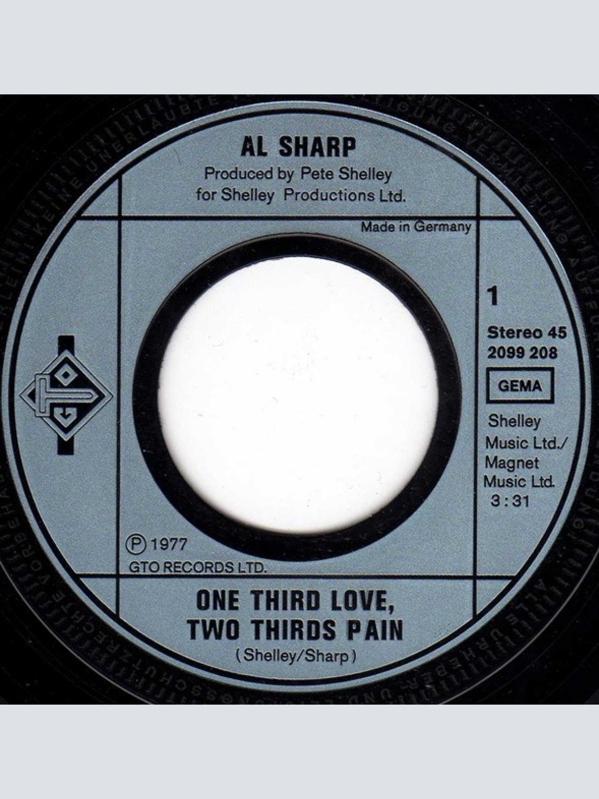 Vinyl / Al Sharp - One Third Love, Two Thirds Pain
