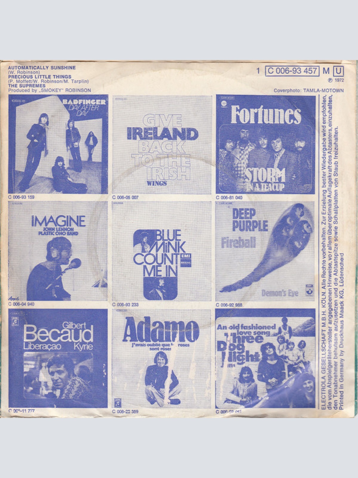 Vinyl / The Supremes - Automatically Sunshine / Precious Little Things