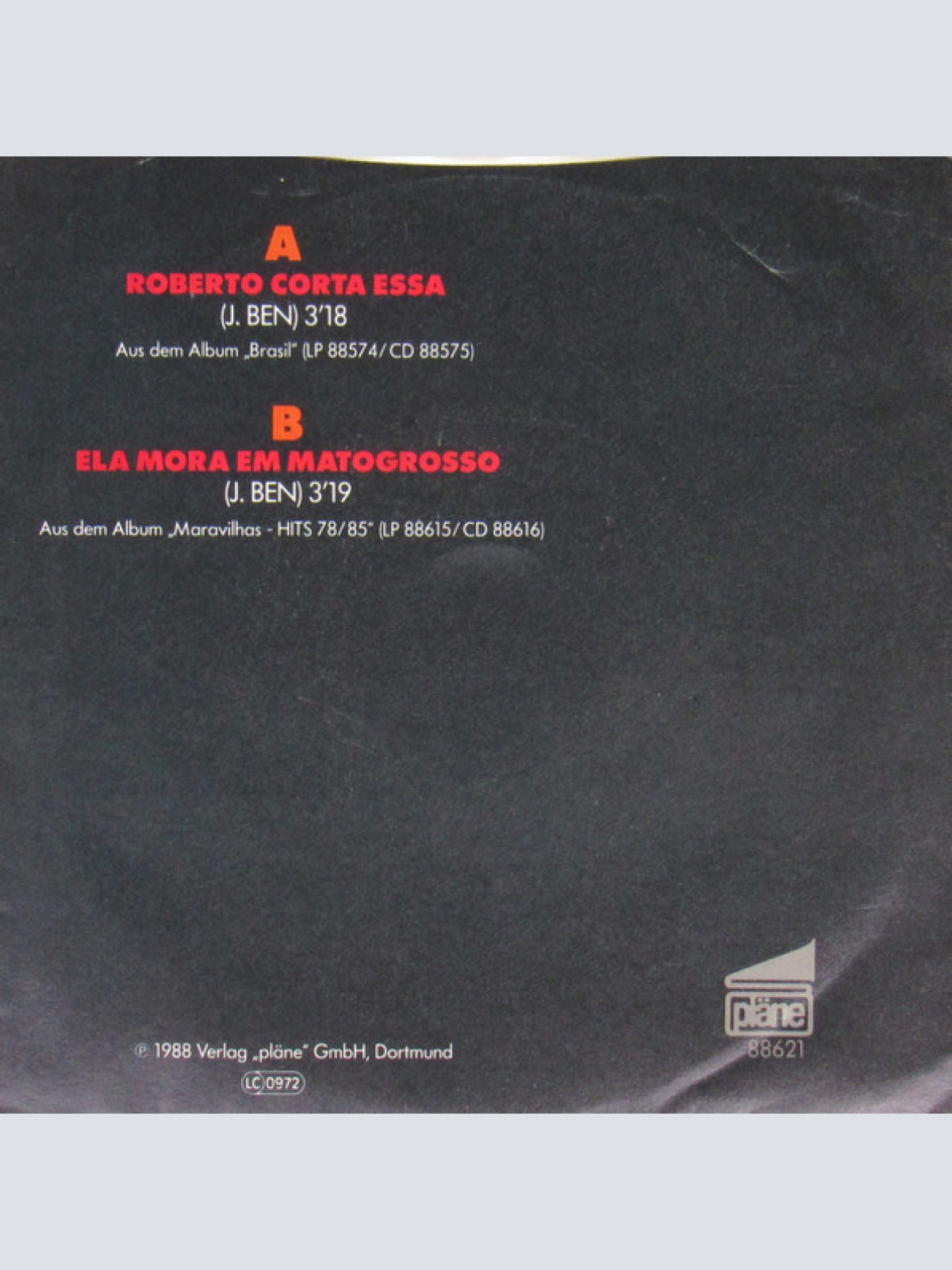 Vinyl / Jorge Ben - Roberto Corta Essa / Ela Mora Em Matogrosso