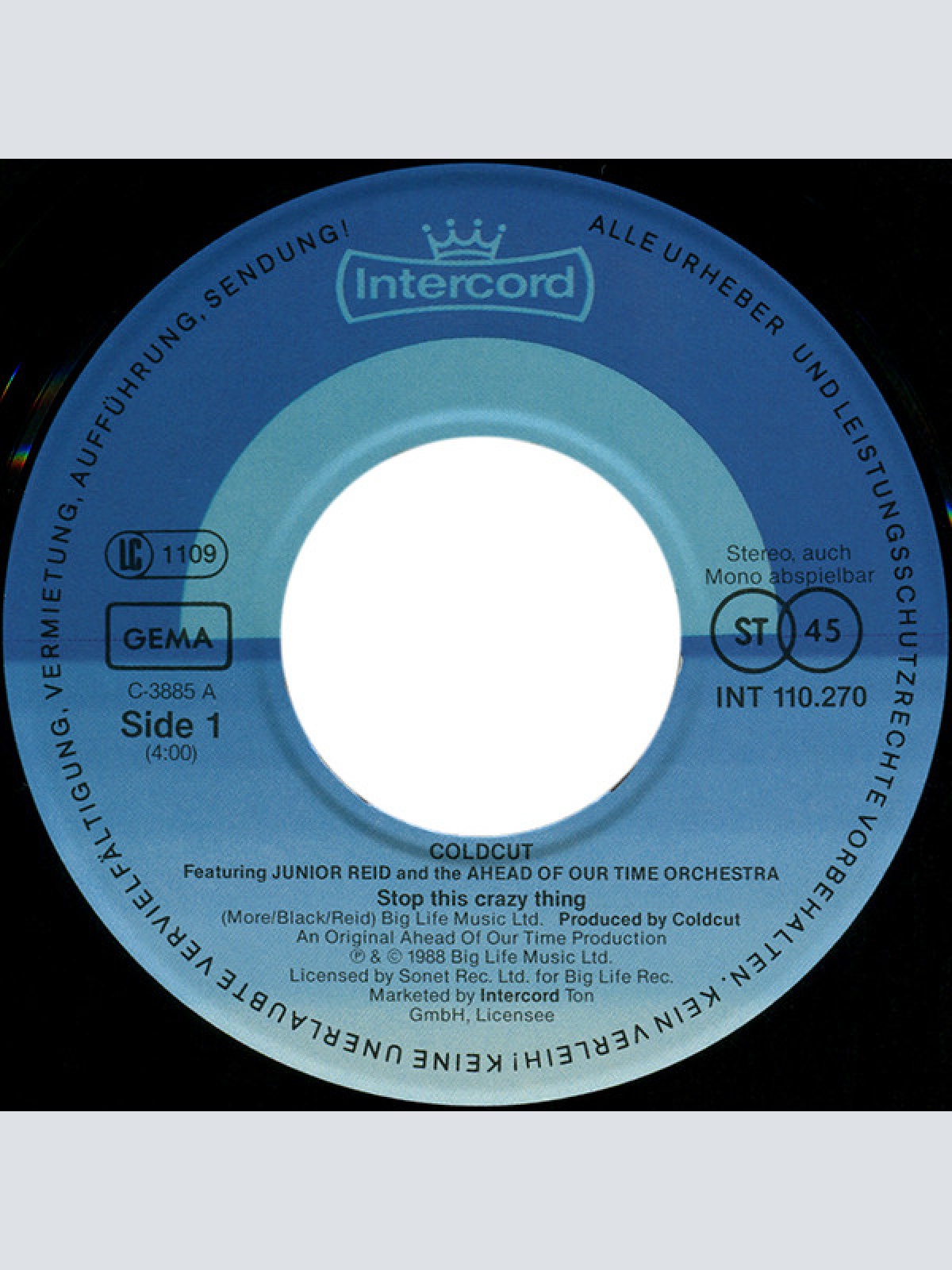 Vinyl / Coldcut Featuring Junior Reid And The Ahead Of Our Time Orchestra - Stop This Crazy Thing