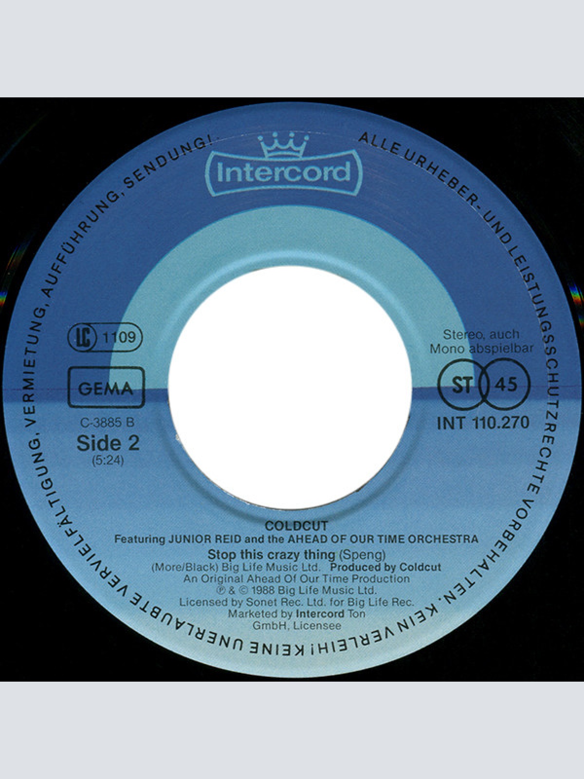 Vinyl / Coldcut Featuring Junior Reid And The Ahead Of Our Time Orchestra - Stop This Crazy Thing