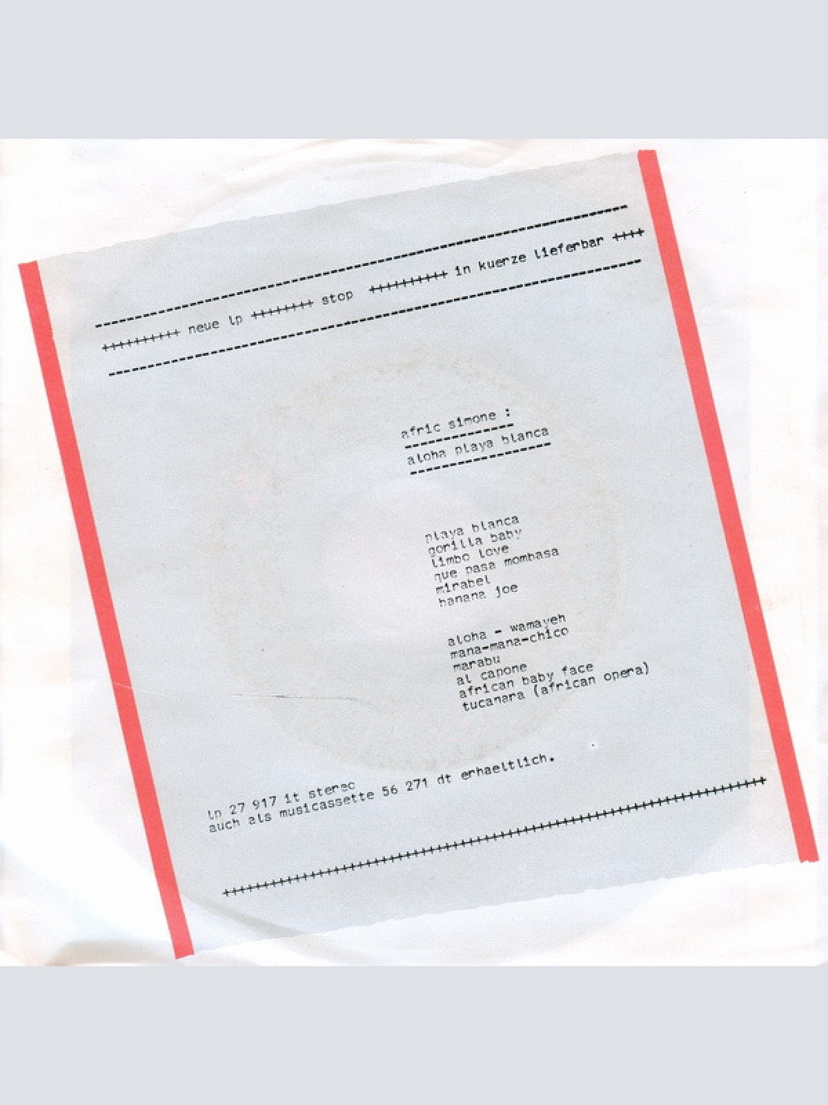 Vinyl / Afric Simone - Playa Blanca