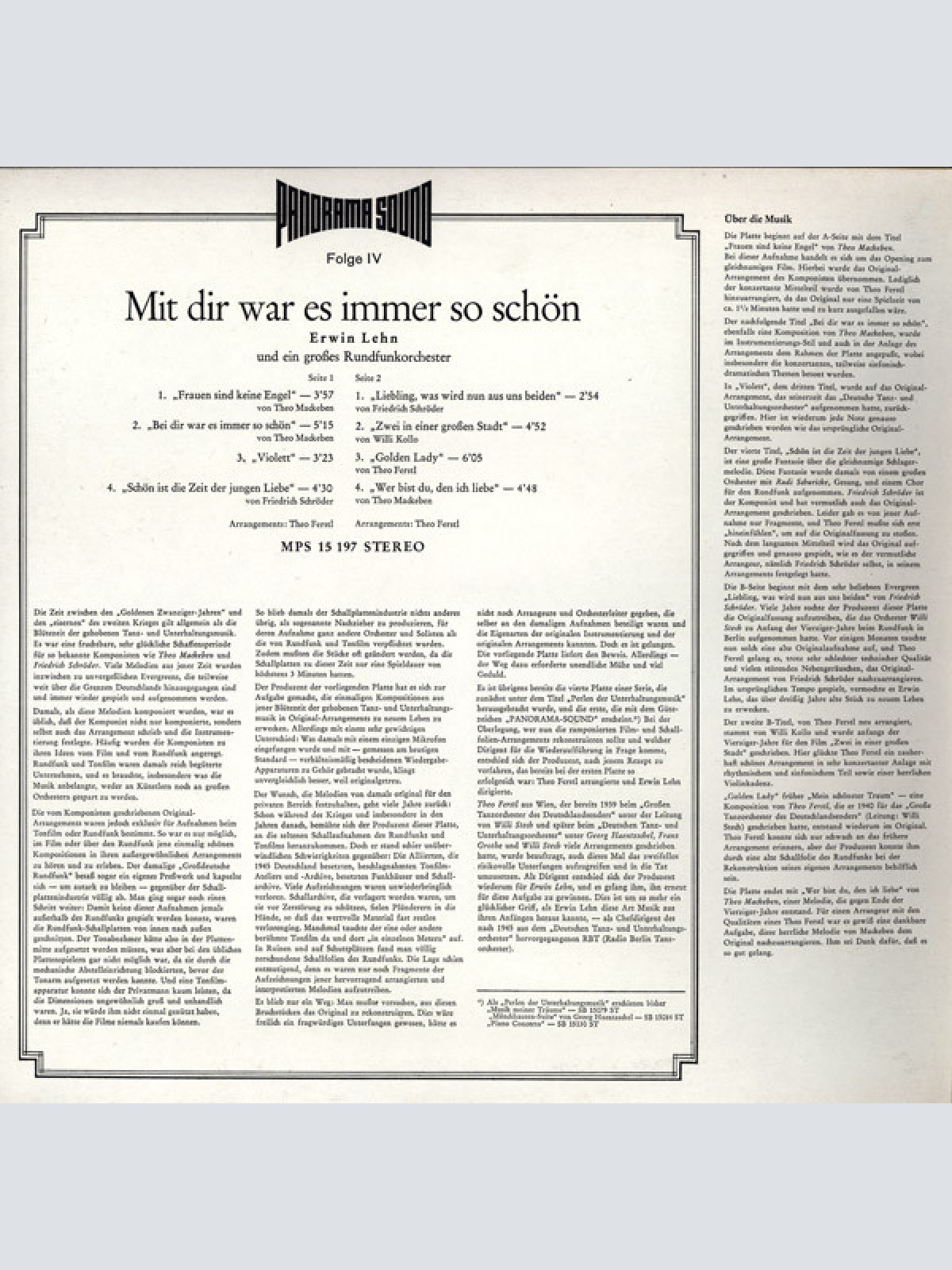 Vinyl / Erwin Lehn Und Ein Großes Rundfunkorchester - Mit Dir War Es Immer So Schön