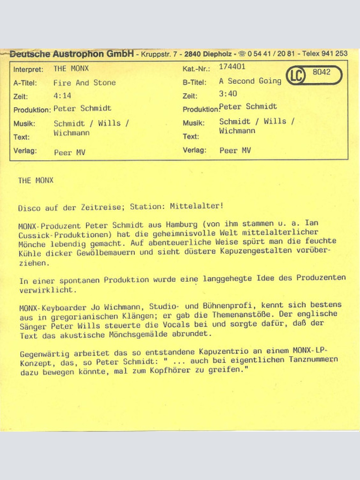 Vinyl / The Monx - Fire And Stone