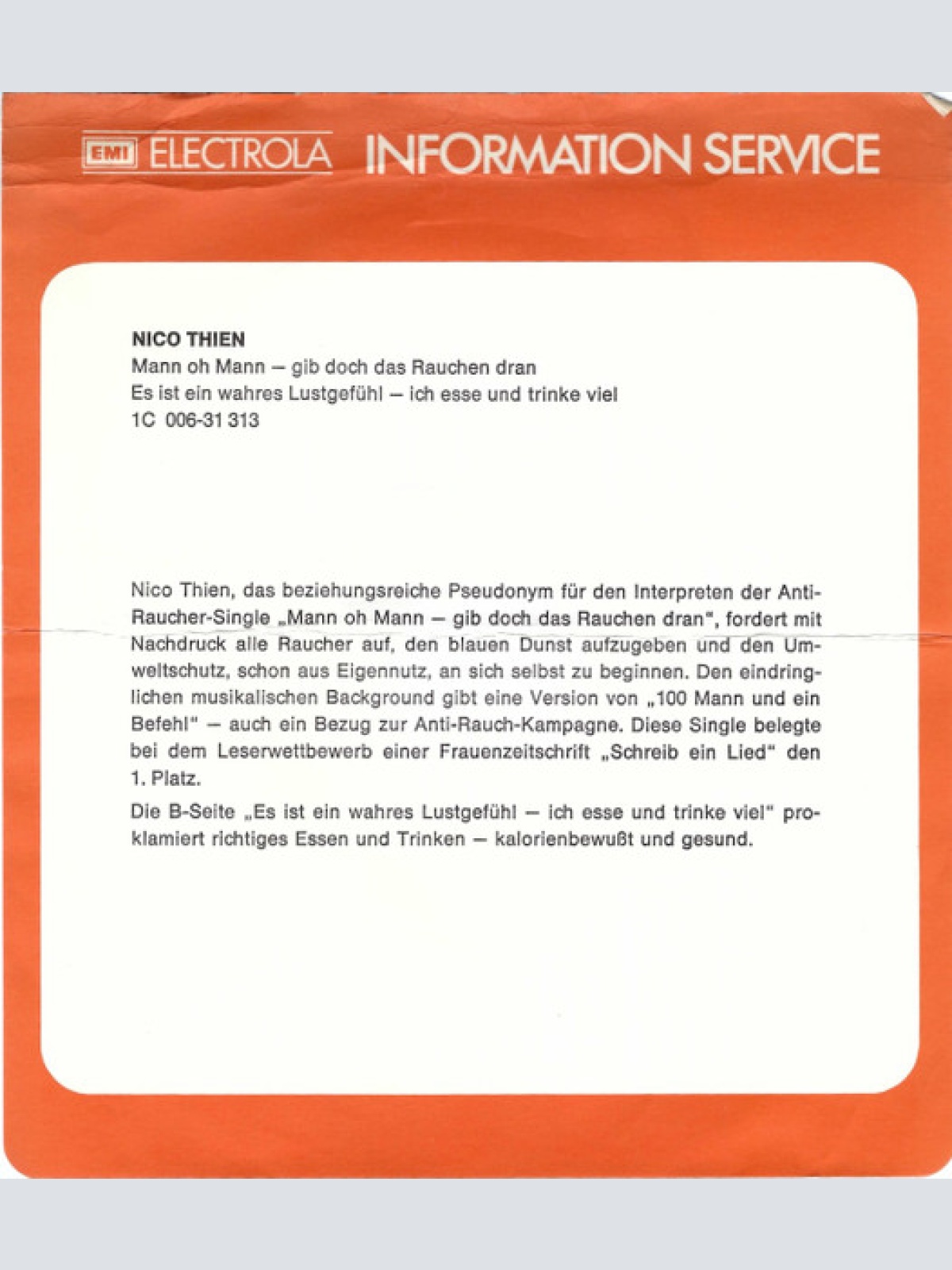 Vinyl / Nico Thien - Mann, Oh Mann - Gib Doch Das Rauchen Dran