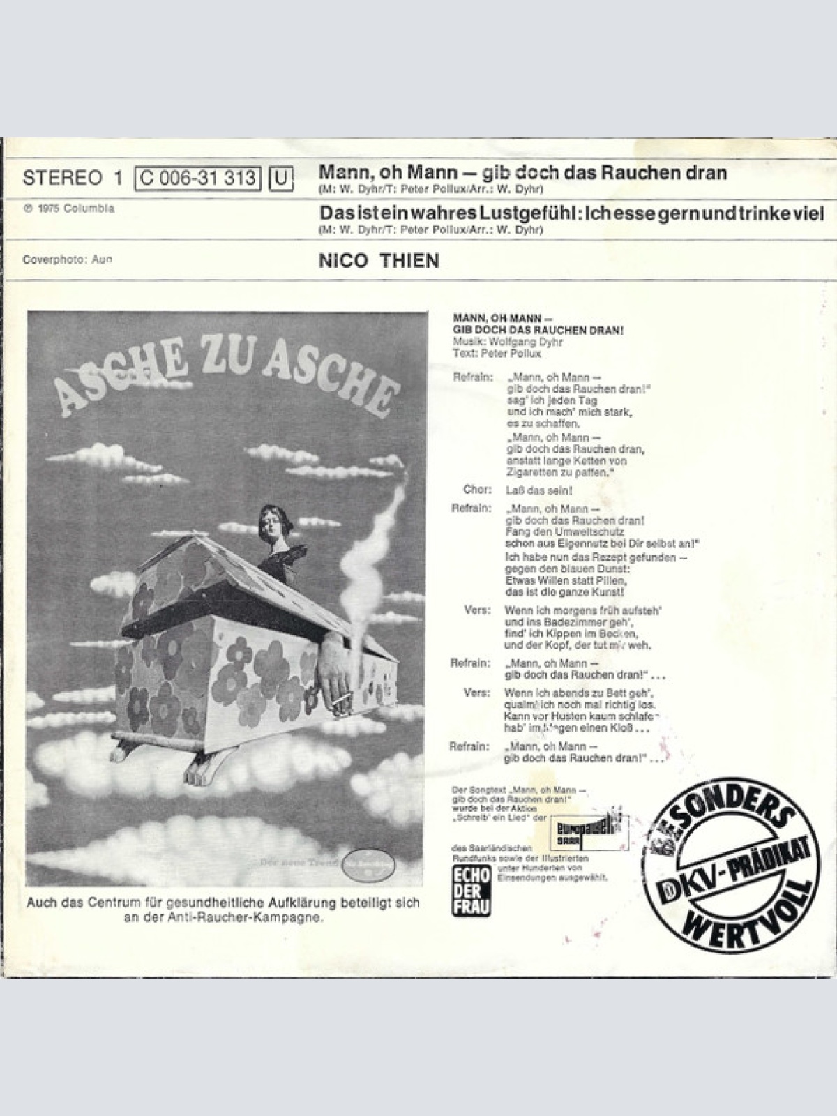 Vinyl / Nico Thien - Mann, Oh Mann - Gib Doch Das Rauchen Dran