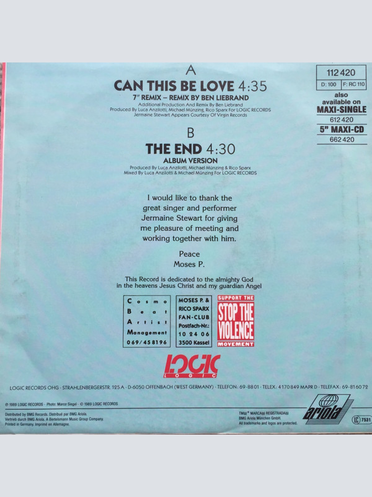 Vinyl / Moses Pelham - Can This Be Love (Remix By Ben Liebrand)