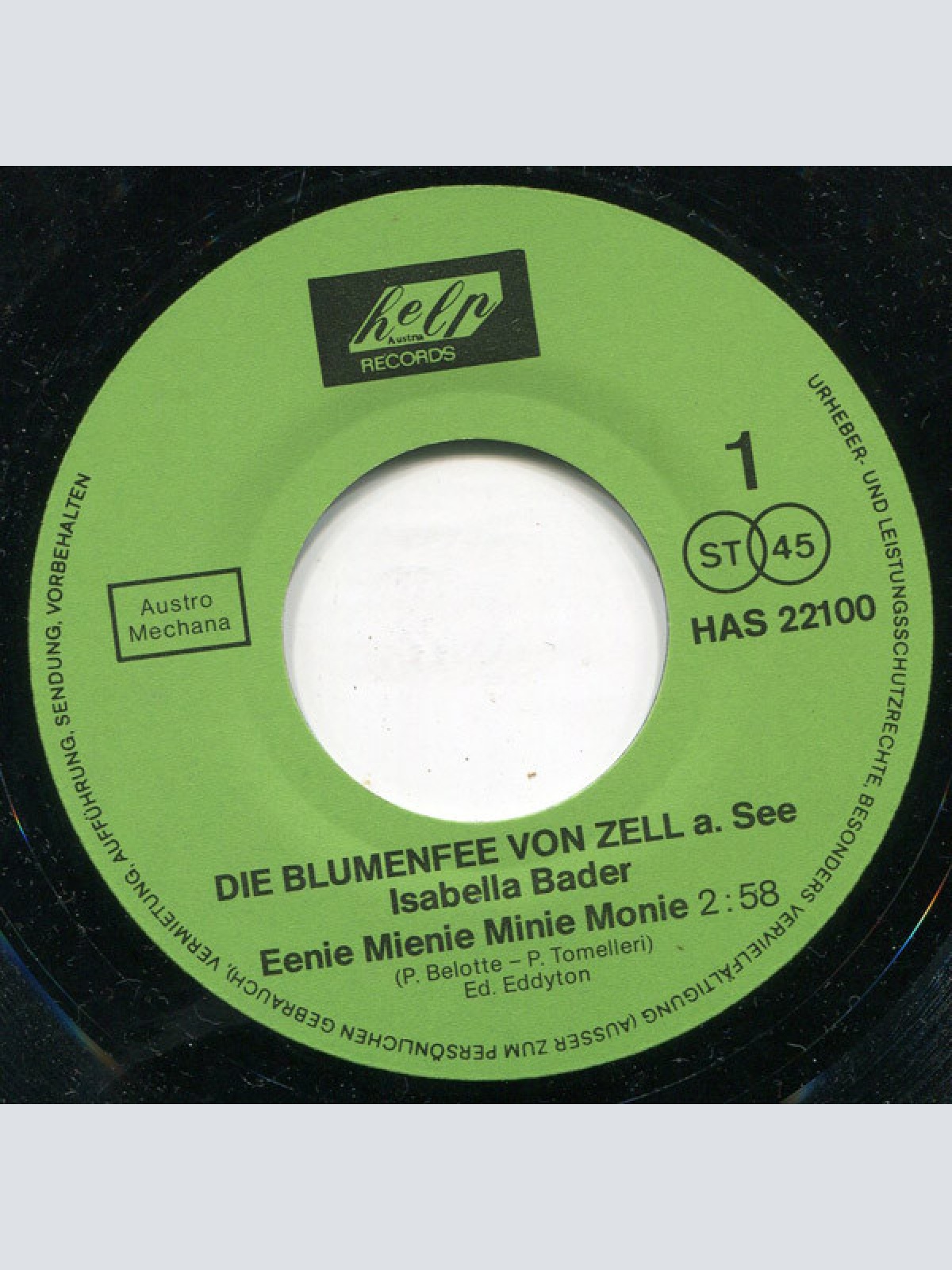 Vinyl / Die Blumenfee Von Zell Am See Isabella Bader* - Eenie Mienie Minie Monie / Girl Je T'Aime