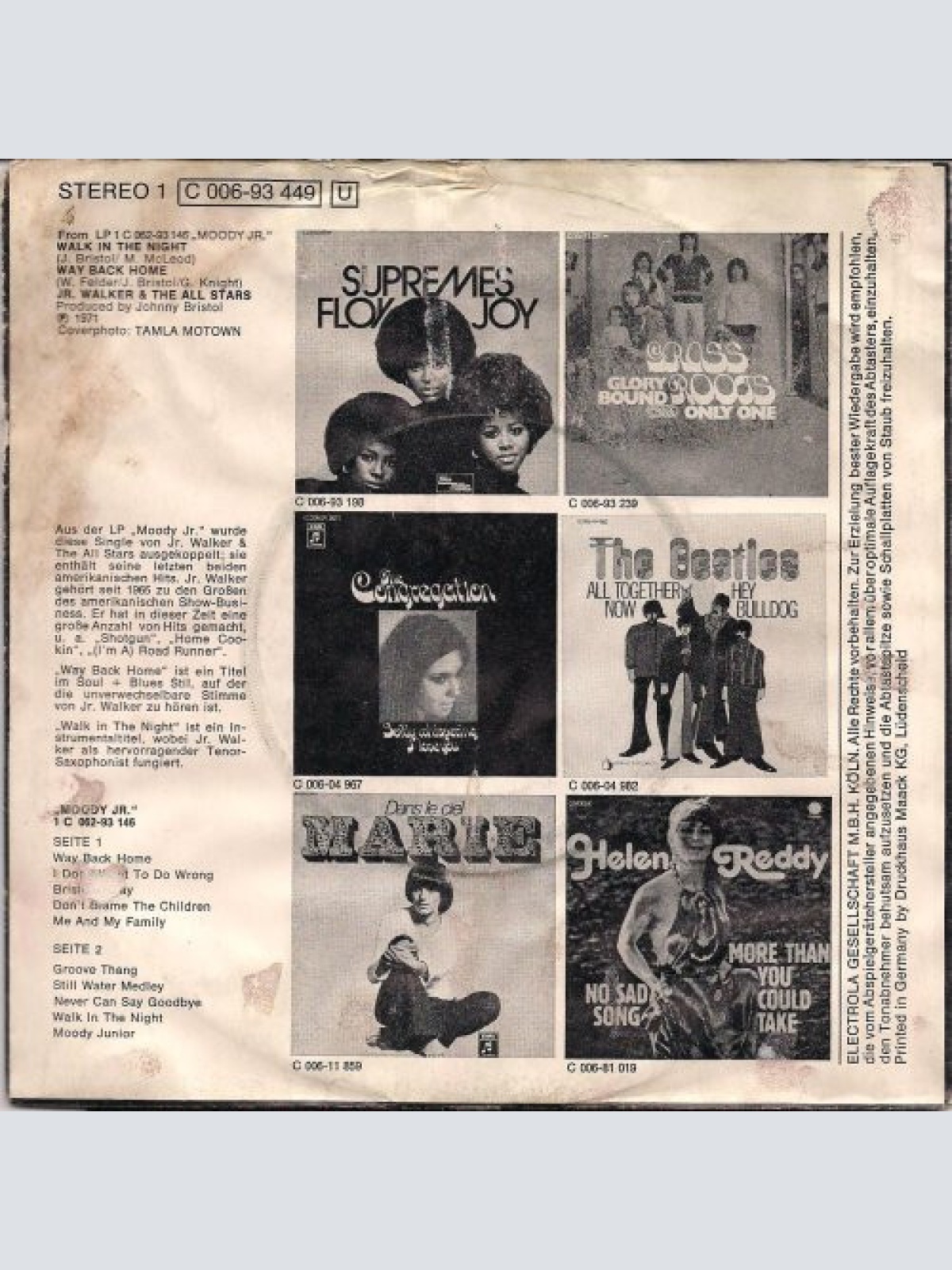 Vinyl / Jr. Walker & The All Stars* - Walk In The Night / Way Back Home