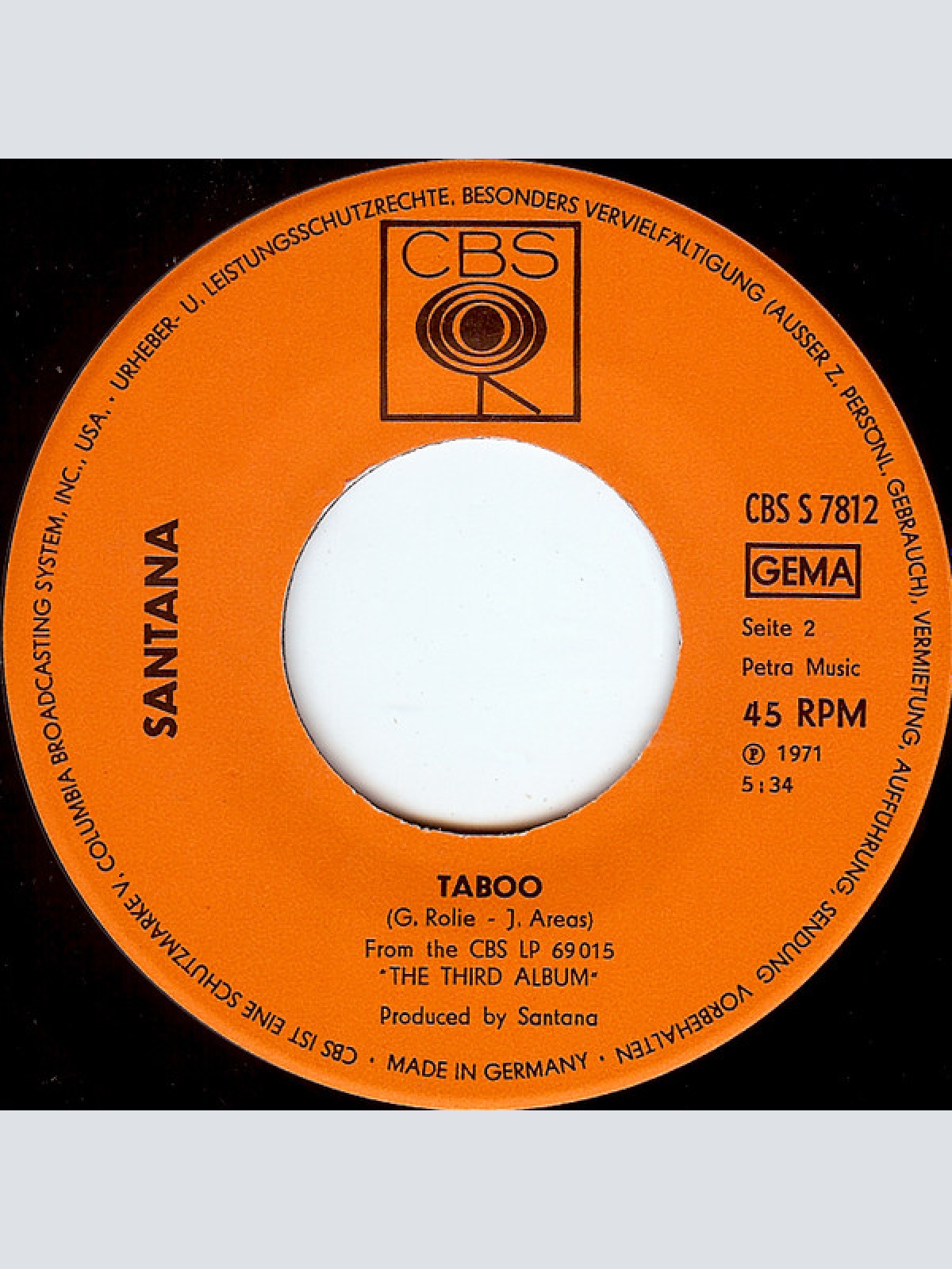 Vinyl / Santana - No One To Depend On / Taboo