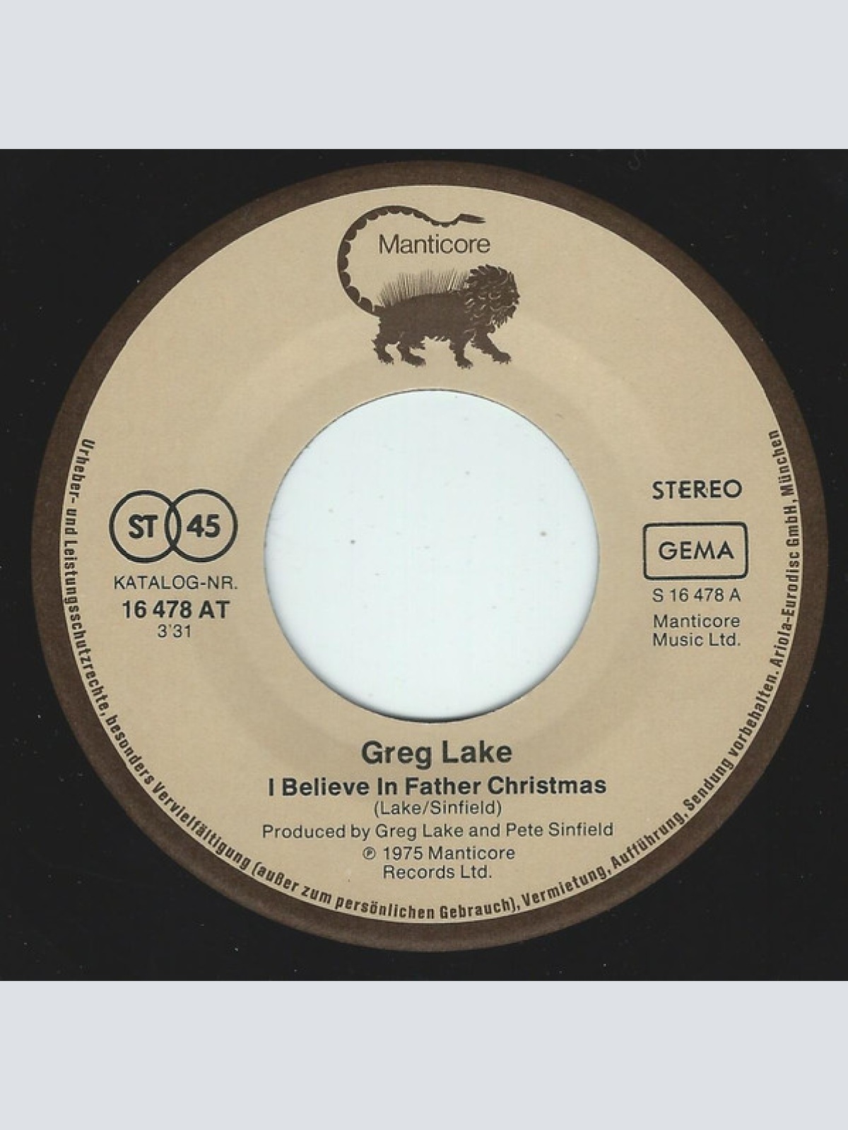 Vinyl / Greg Lake - I Believe In Father Christmas
