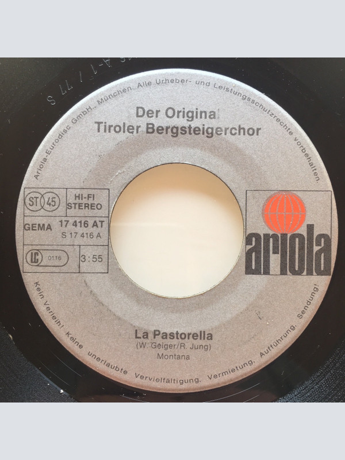 Vinyl / Original Tiroler Bergsteiger-Chor* - La Pastorella
