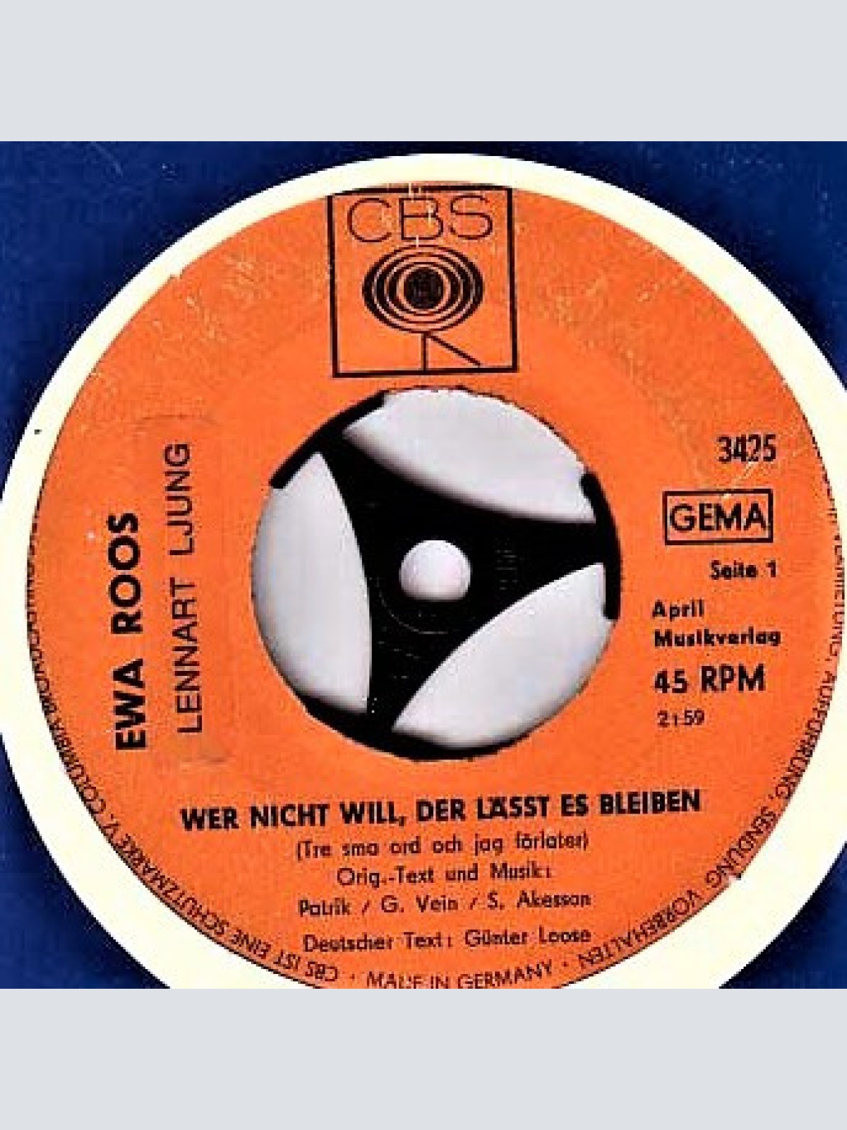 Vinyl / Ewa Roos - Wer Nicht Will, Der Lässt Es Bleiben / Zum Weinen Ist Immer Noch Zeit