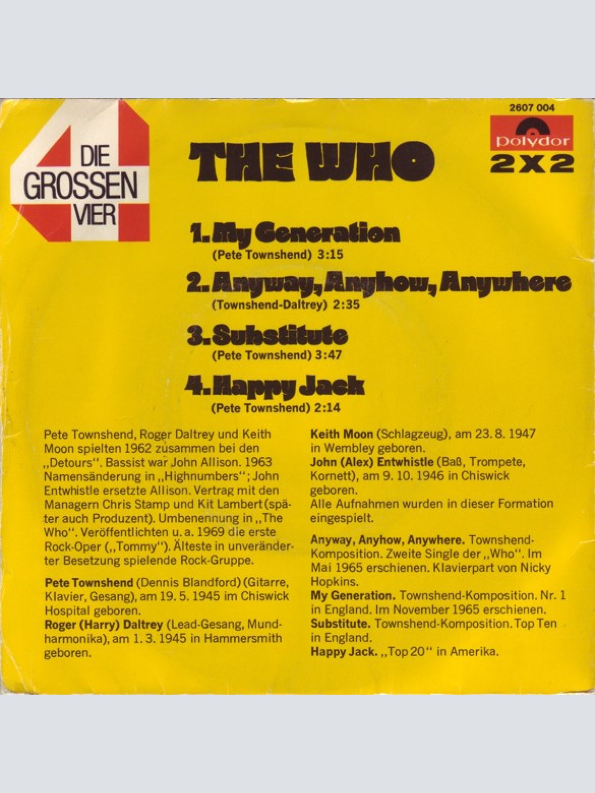 Vinyl / The Who - Die Grossen Vier