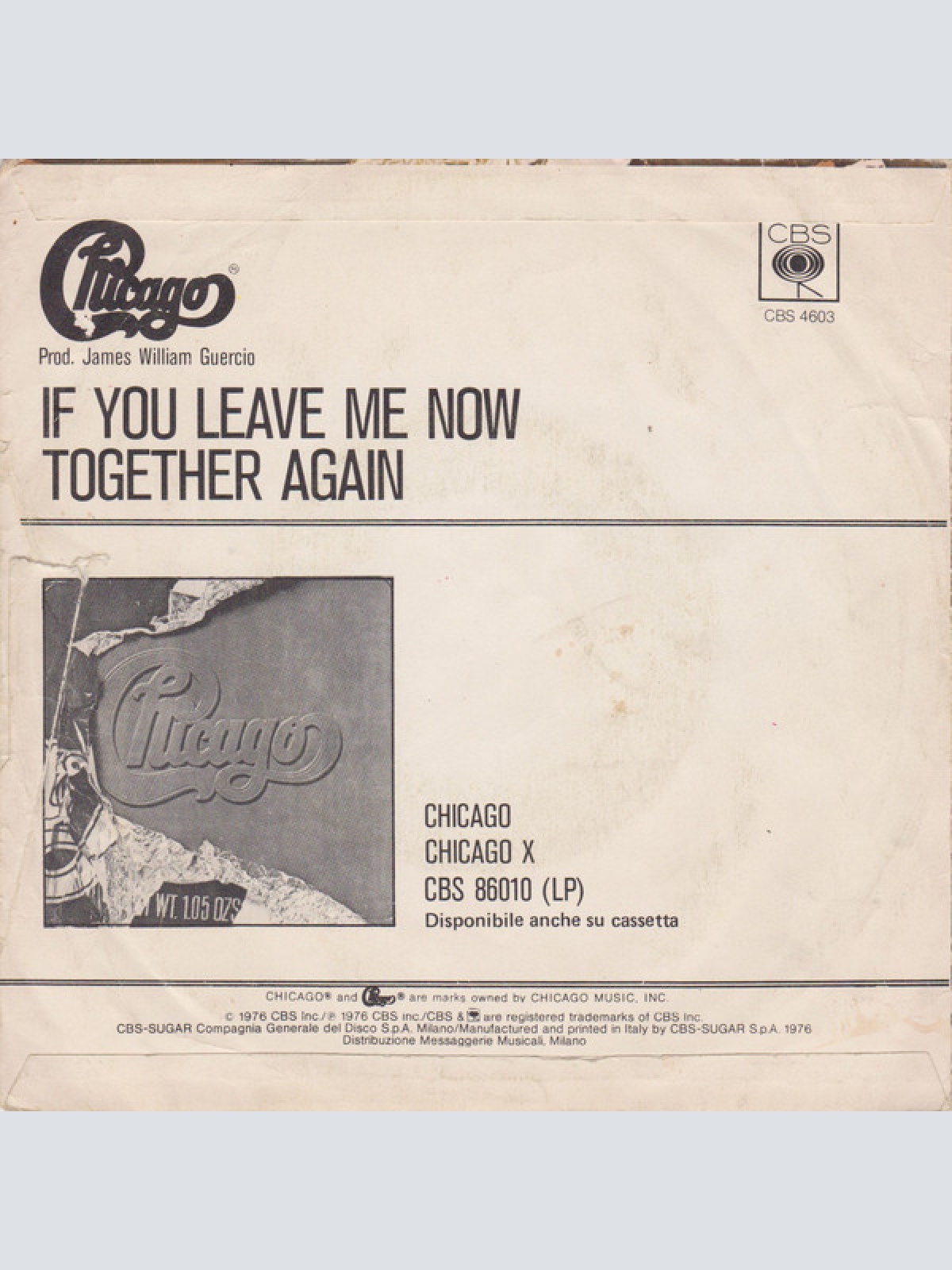 Vinyl / Chicago (2) - If You Leave Me Now / Together Again