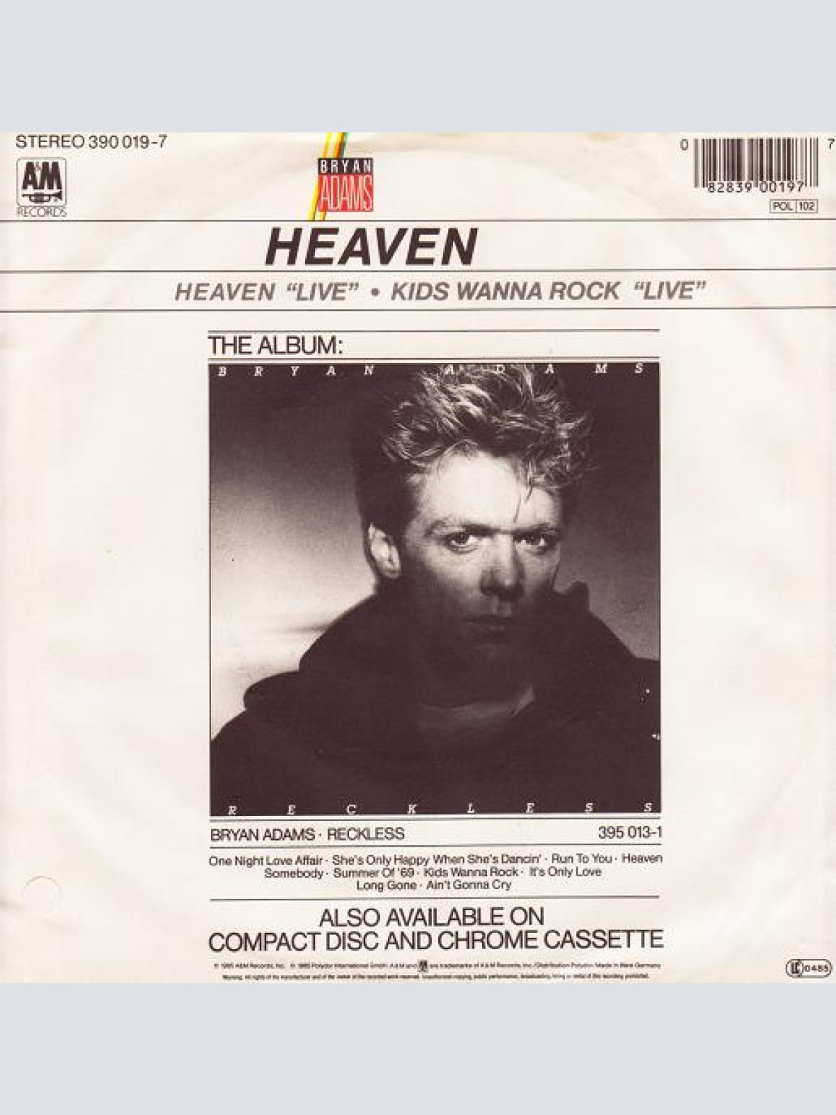 Vinyl / Bryan Adams - Heaven