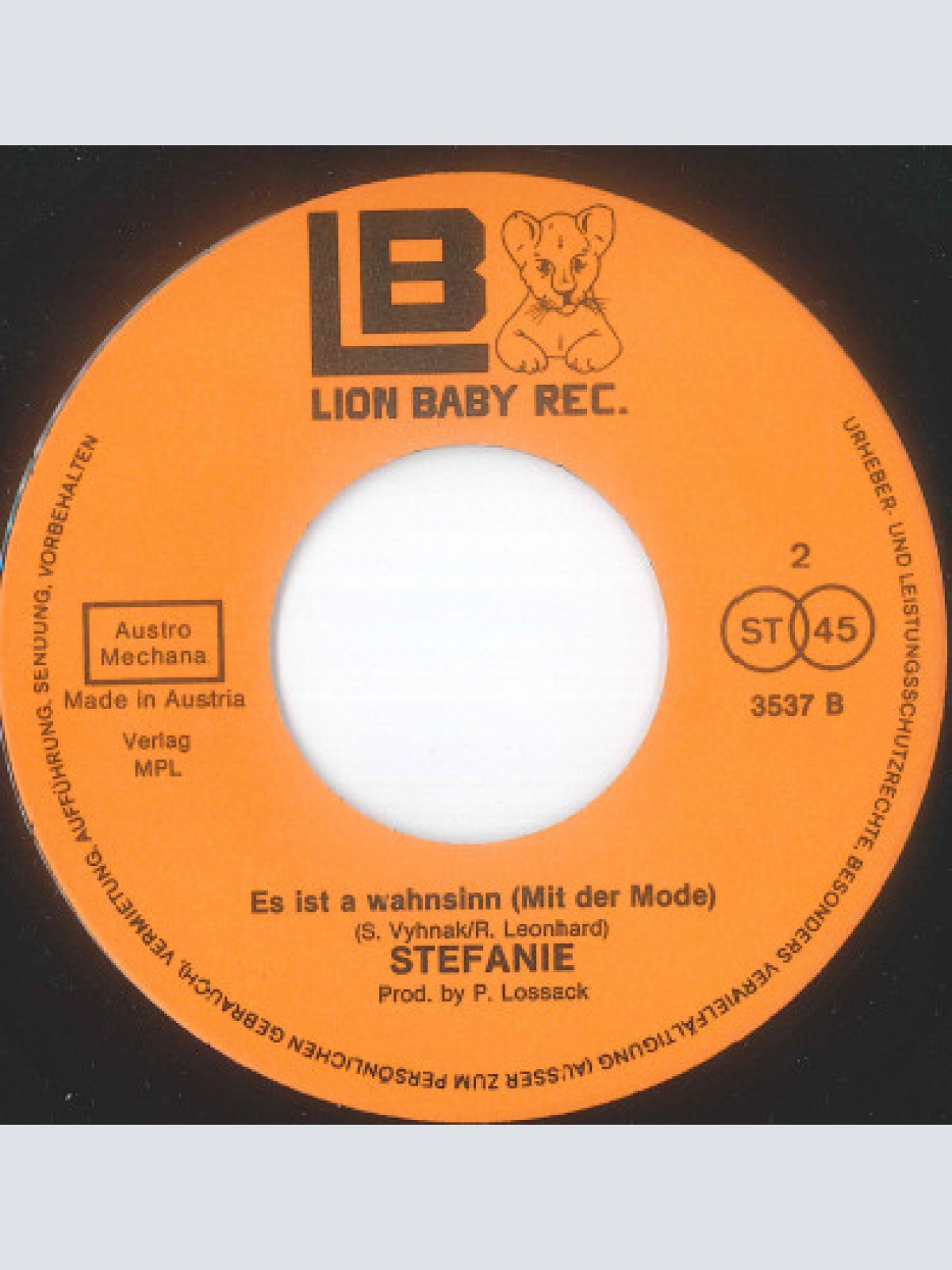 Vinyl / Stefanie* - Die Weckuhr / Es Is A Wahnsinn (Mit Der Mode)