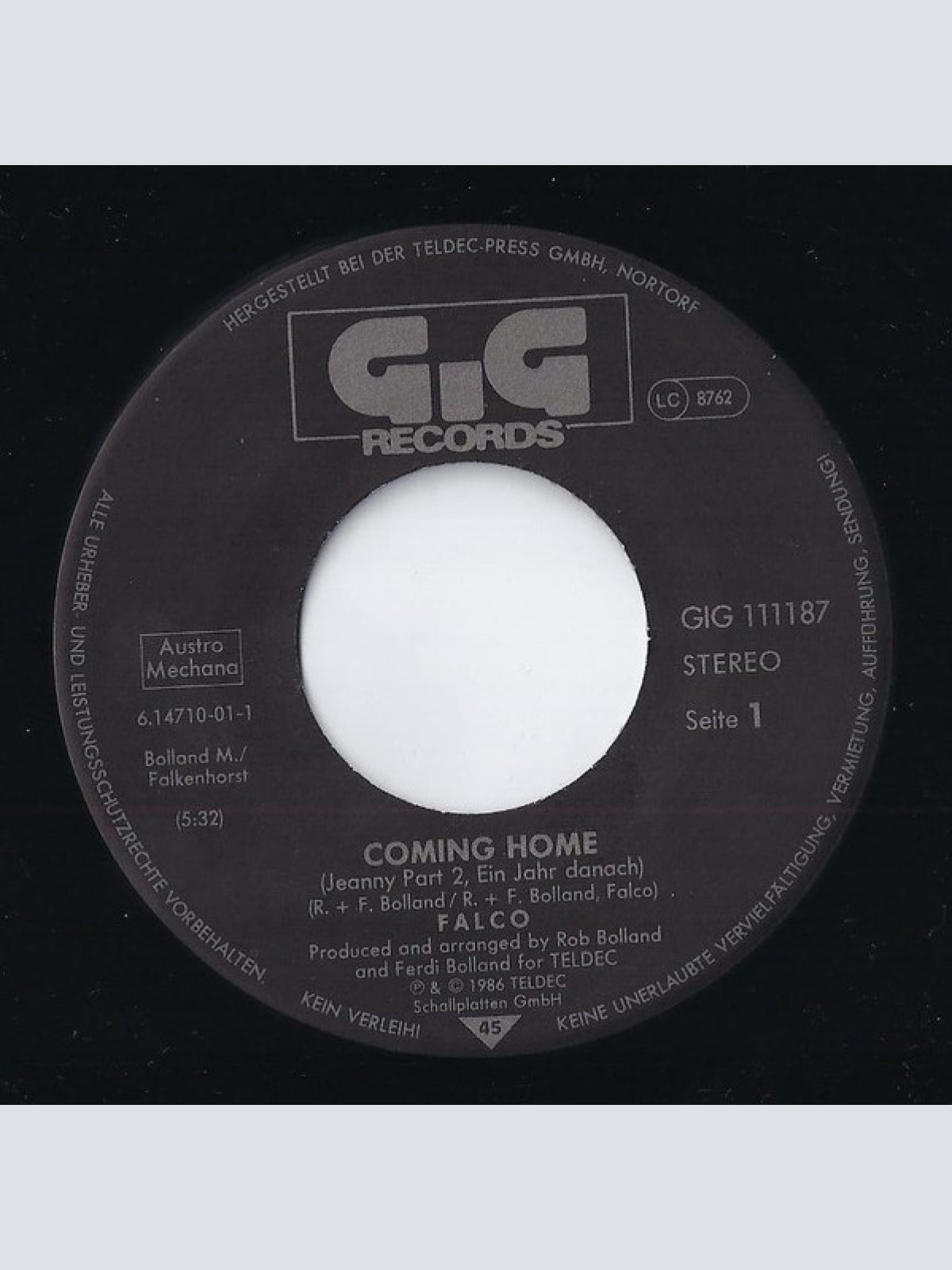 Vinyl / Falco - Coming Home (Jeanny Part 2, Ein Jahr Danach)