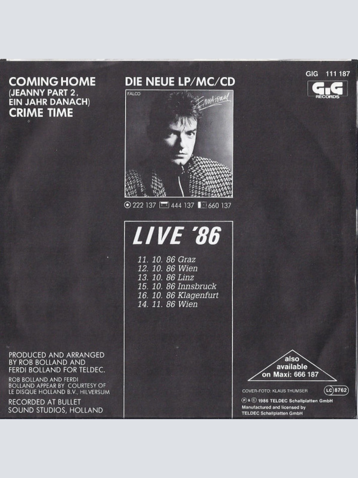 Vinyl / Falco - Coming Home (Jeanny Part 2, Ein Jahr Danach)