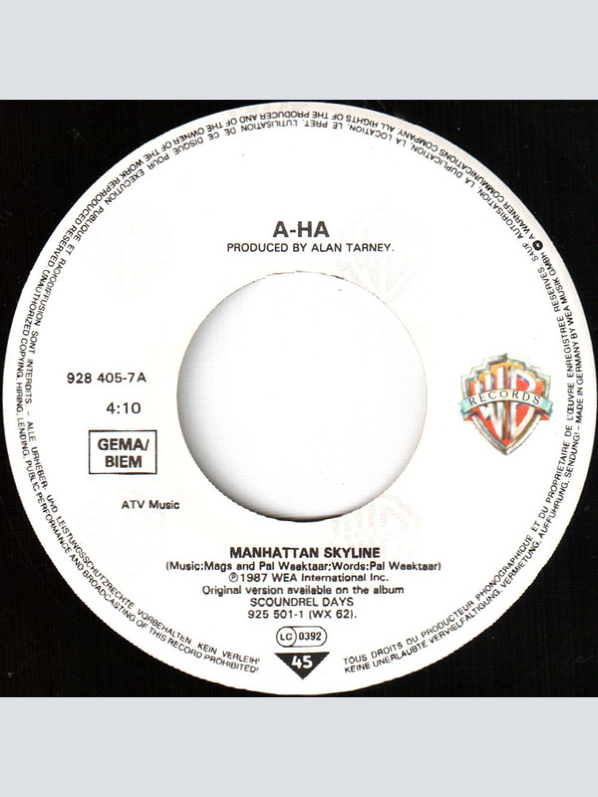 Vinyl / a-ha - Manhattan Skyline