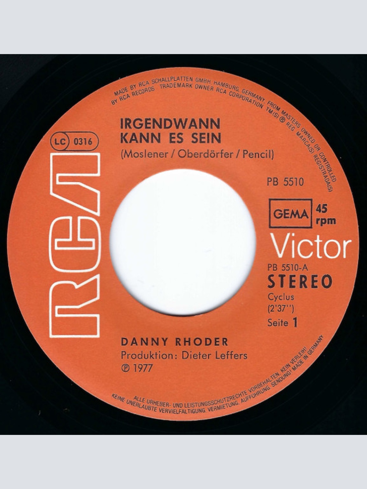 Vinyl / Danny Rhoder - Irgendwann Kann Es Sein