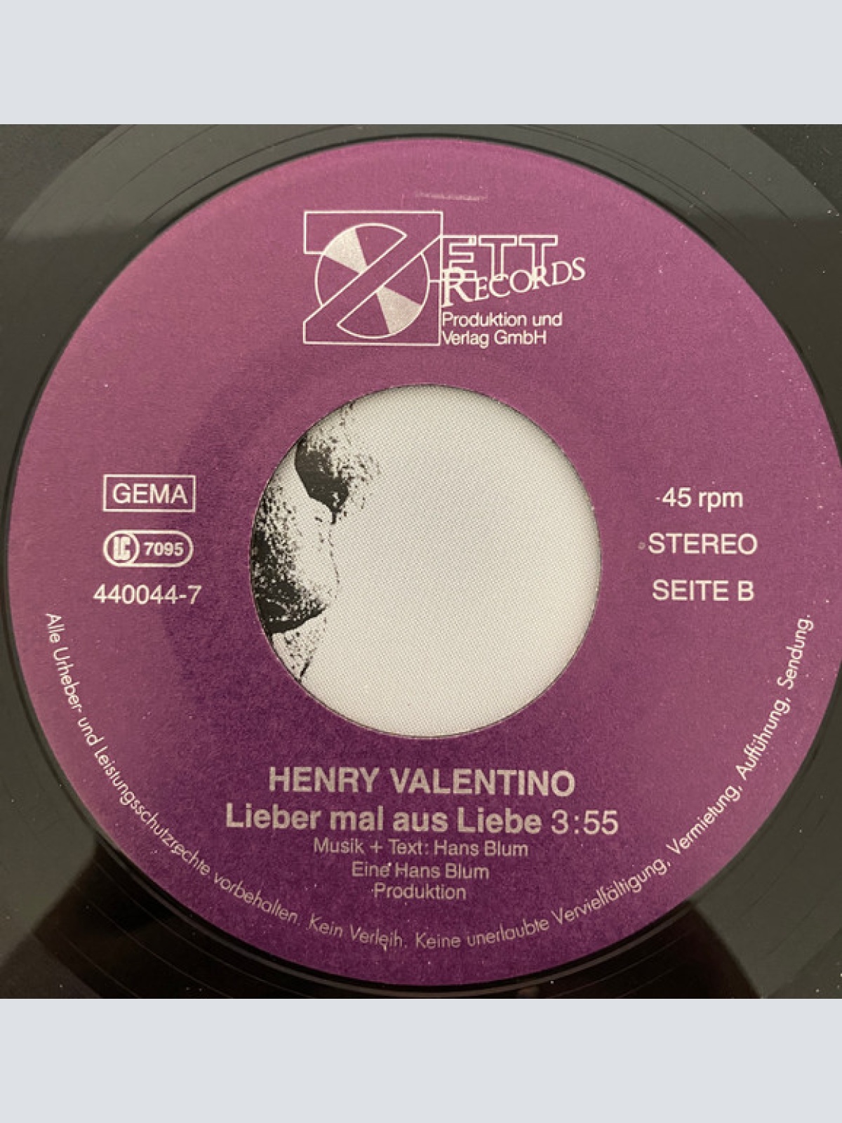 Vinyl / Henry Valentino - Himmelblau Und Rosarot (Irgendwo Hin) / Lieber Mal Aus Liebe
