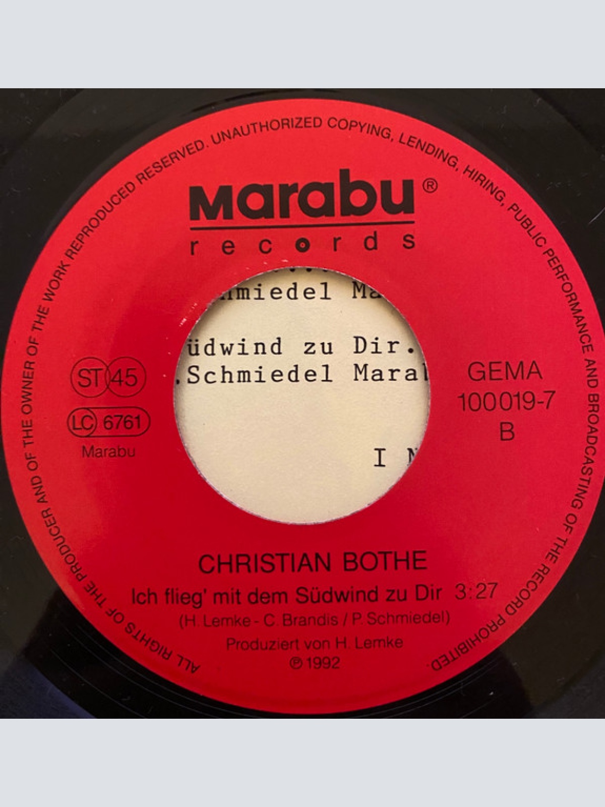 Vinyl / Christian Bothe - Schwarze Rose Von Napoli