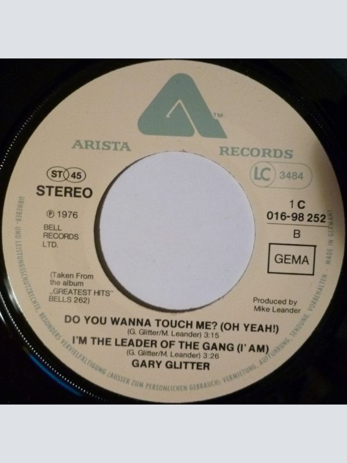 Vinyl / Gary Glitter - Rock And Roll Part 2 / Hello! Hello! I'm Back Again / Do You Wanna Touch Me? (Oh Yeah!) / I'm The Leader Of The Gang (I' Am)