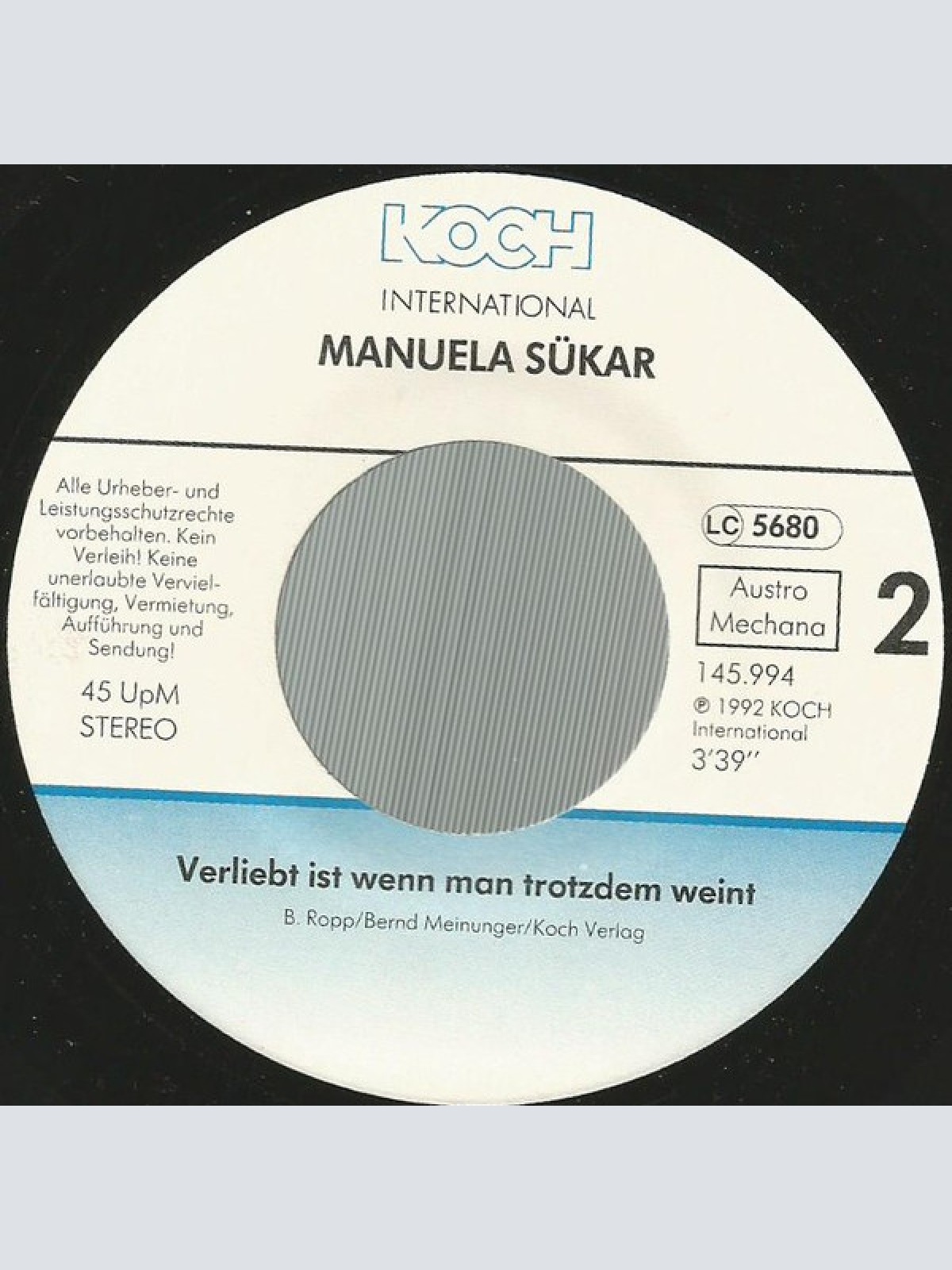 Vinyl / Manuela Sükar - Des Mog' I