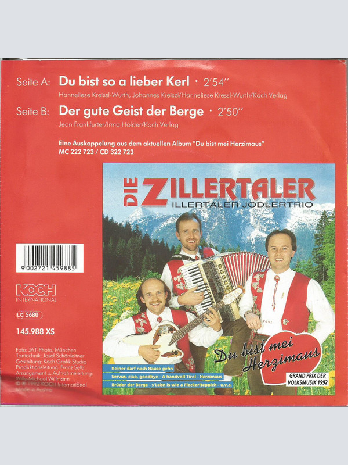 Vinyl / Die Zillertaler / Zillertaler Jodlertrio - Du Bist So A Lieber Kerl