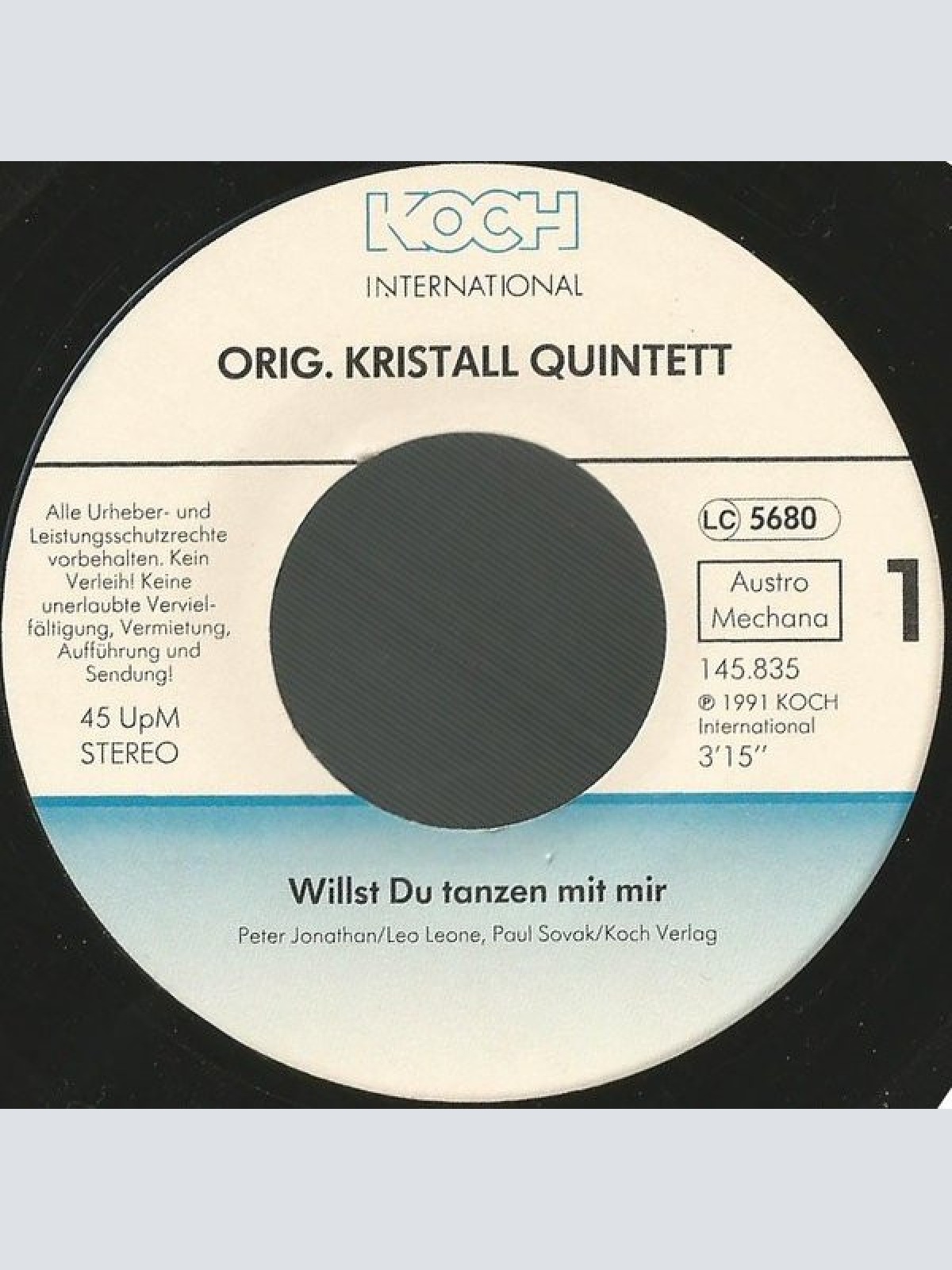 Vinyl / Orig. Kristall Quintett* - Willst Du Tanzen Mit Mir