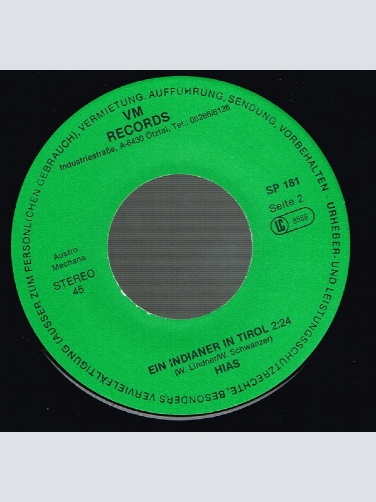 Vinyl / Hias - Was Macht A Papagei In An Solarium / Ein Indianer In Tirol