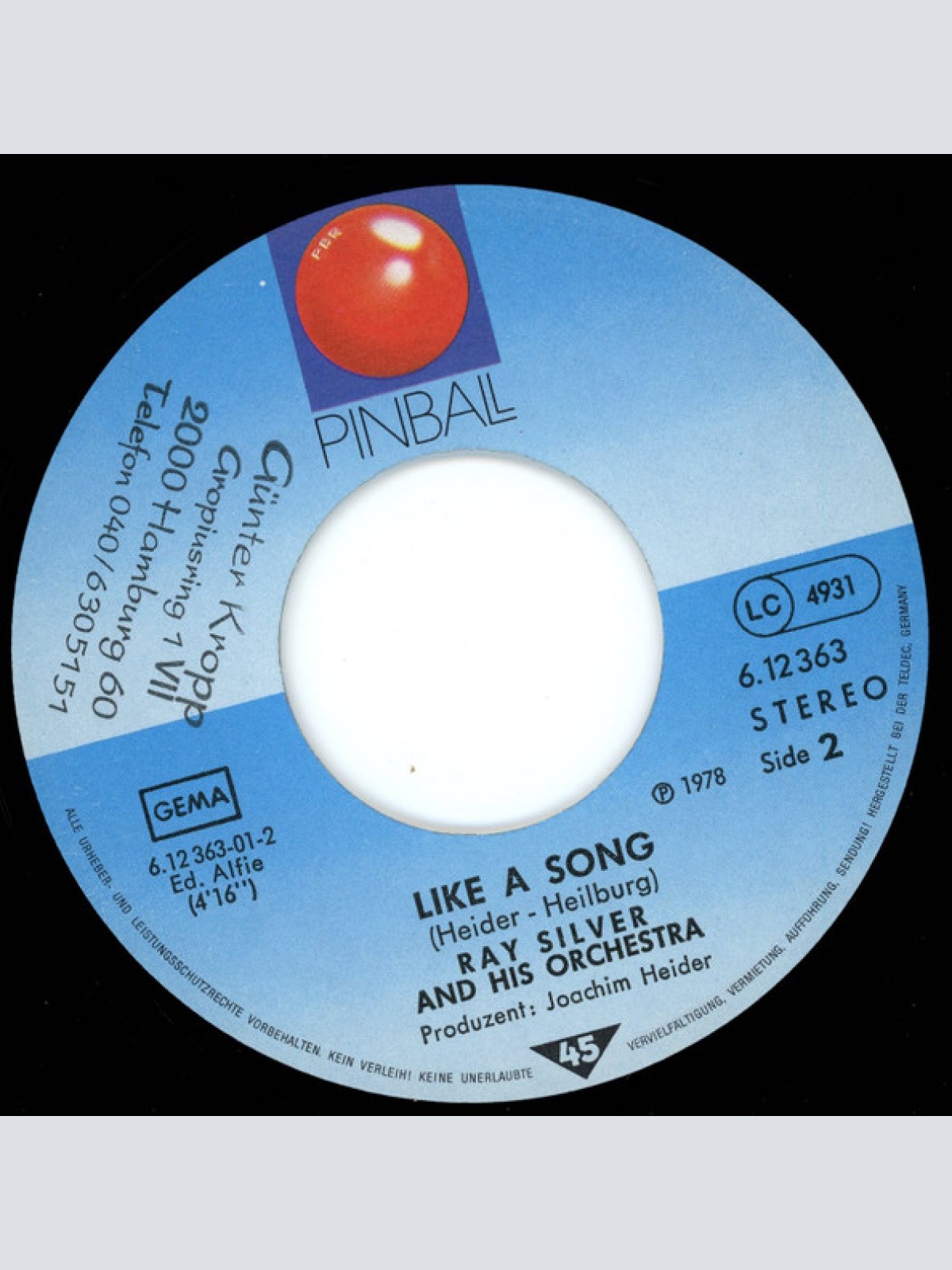 Vinyl / Ray Silver And His Orchestra - When The Day Is Gone