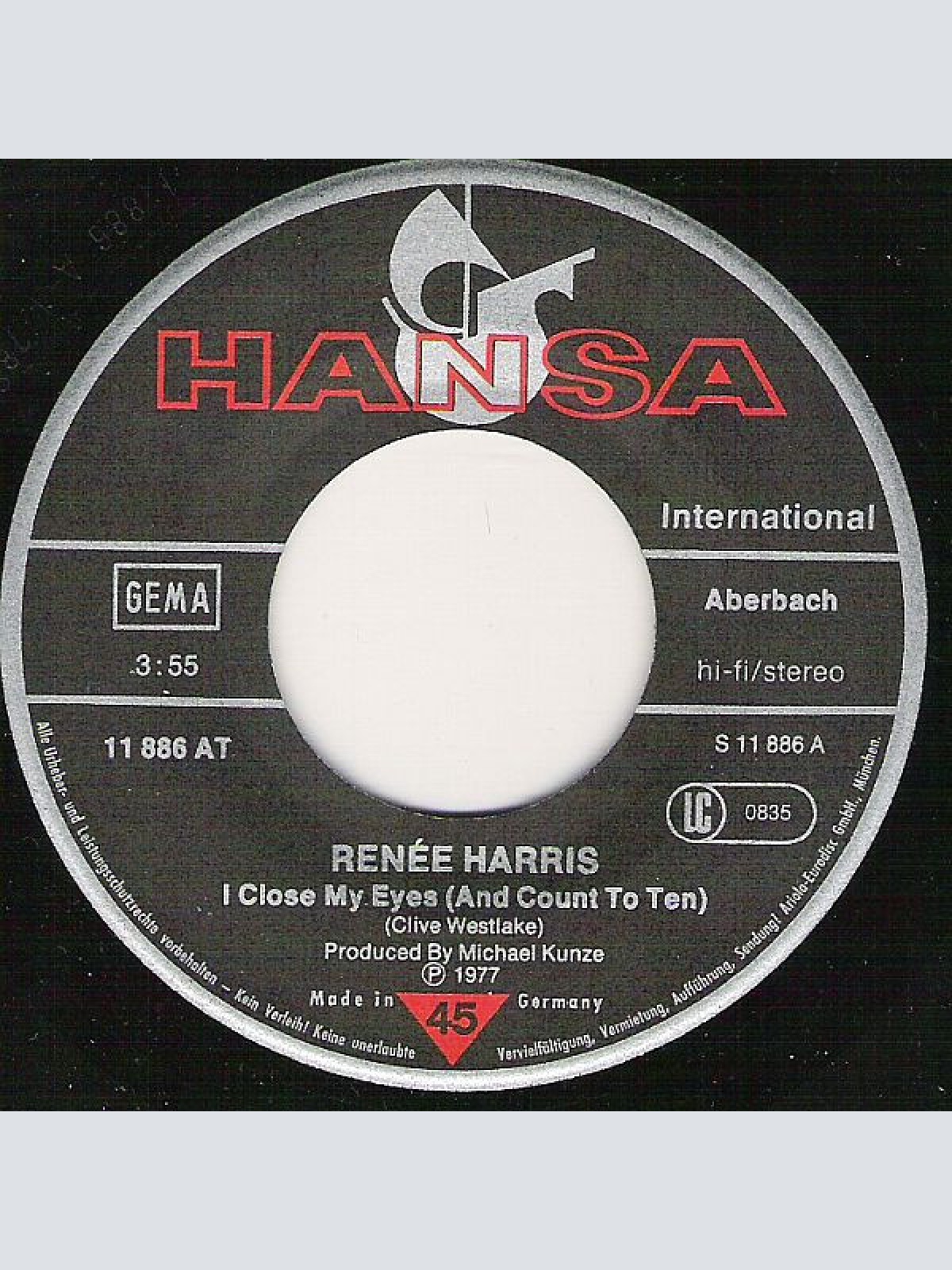 Vinyl / Renée Harris - I Close My Eyes (And Count To Ten) / It's Morning