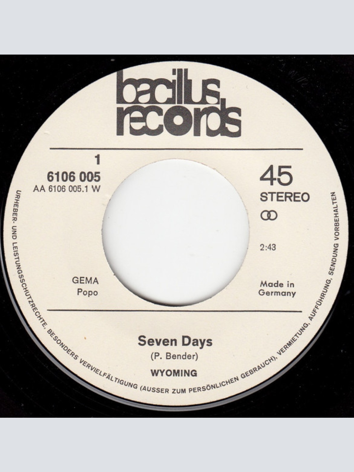 Vinyl / Wyoming (2) - Seven Days