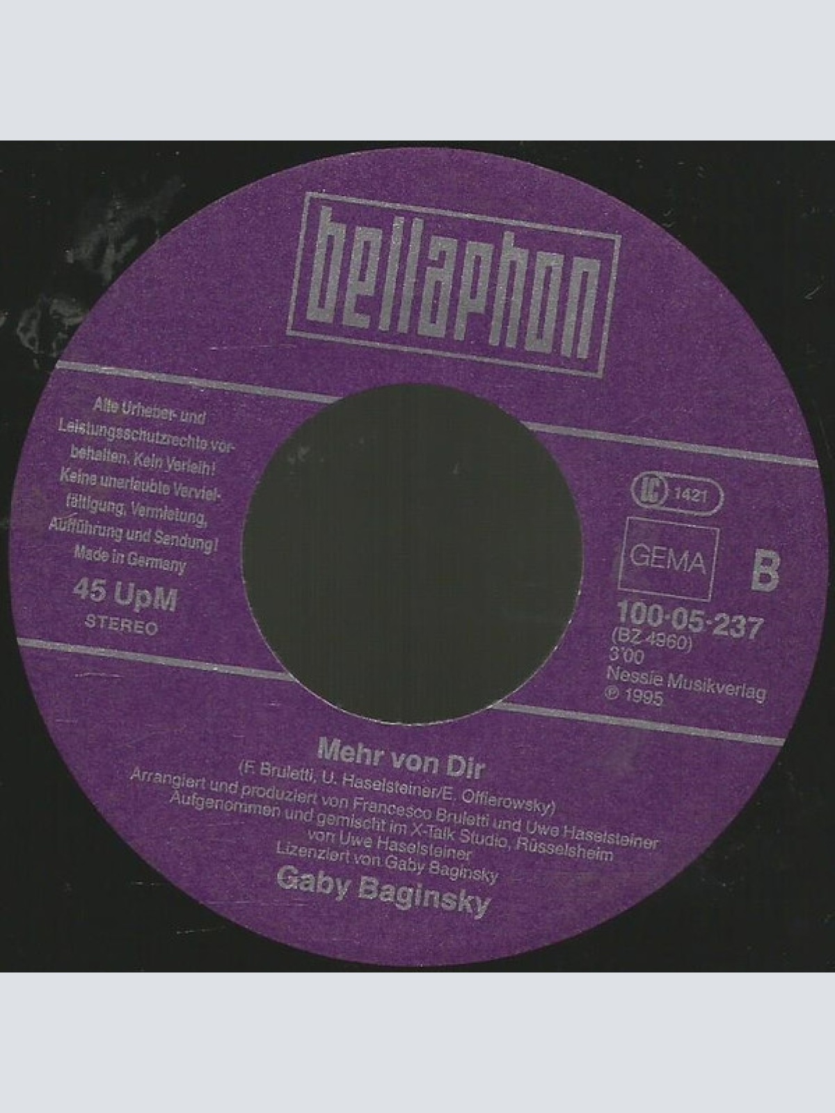 Vinyl / Gaby Baginsky - Frau Schiffer (Leih'n Sie Mir Mal Ihren David Aus)