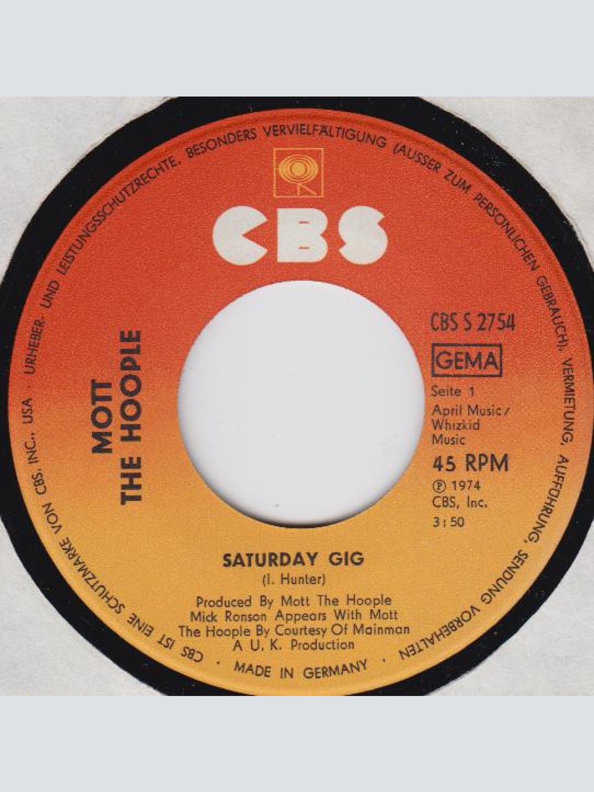 Vinyl / Mott The Hoople - Saturday Gig