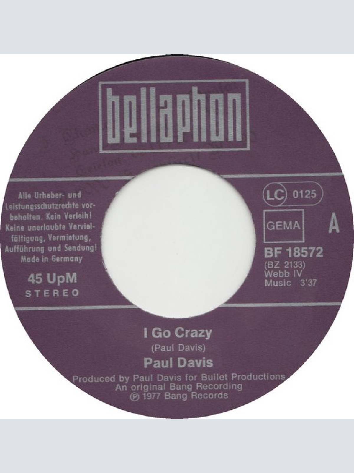 Vinyl / Paul Davis (3) - I Go Crazy