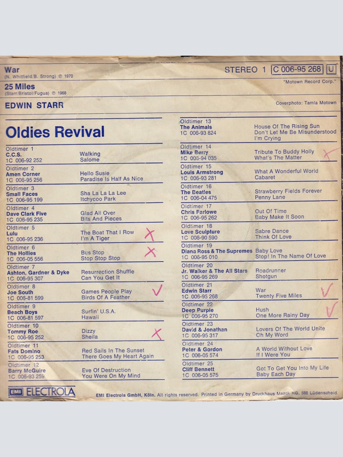 Vinyl / Edwin Starr - War / 25 Miles