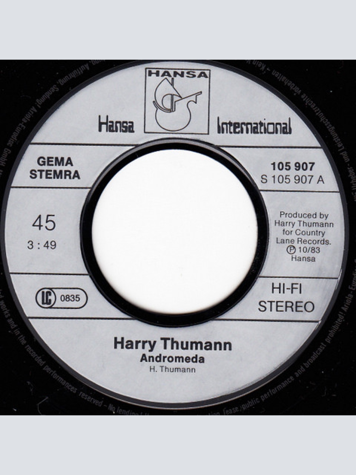 Vinyl / Harry Thumann - Andromeda / Paris 1944