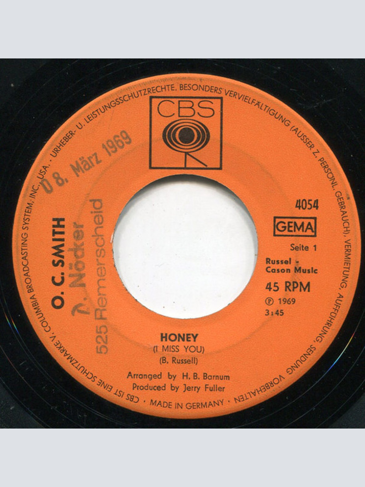 Vinyl / O. C. Smith* - Honey (I Miss You)