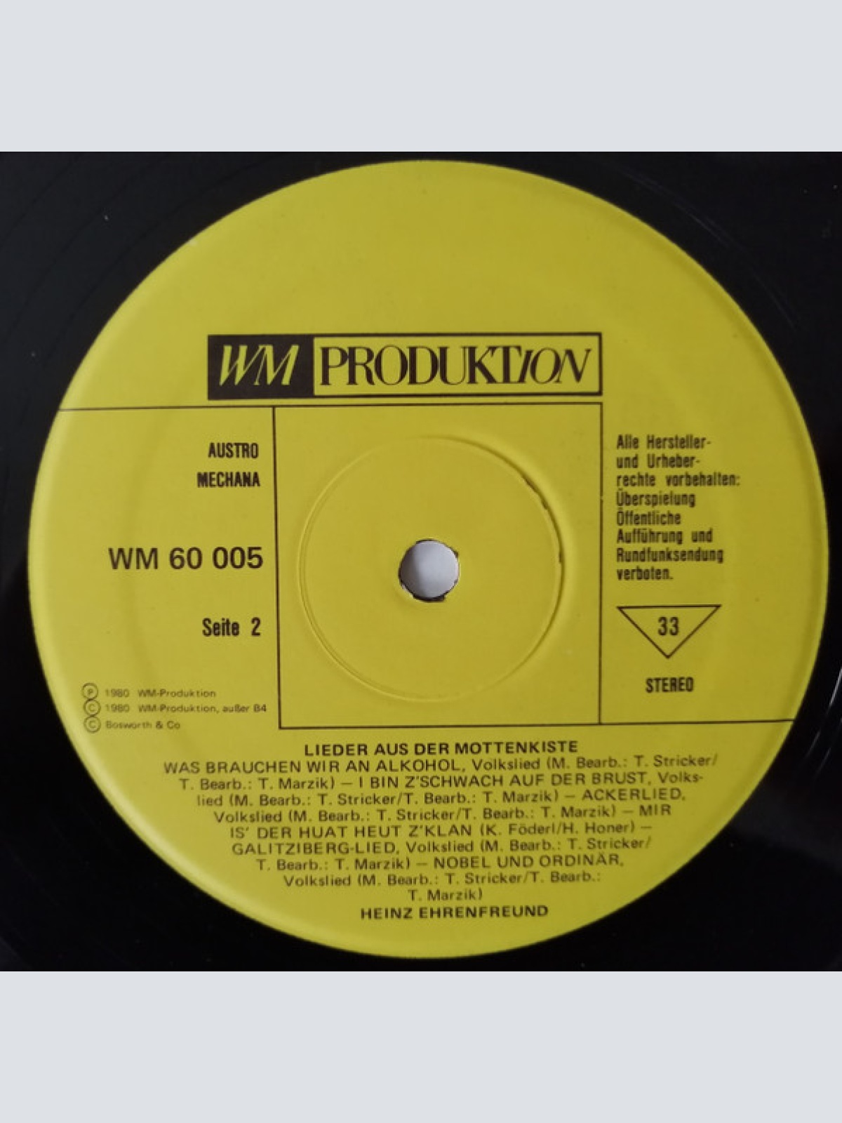 Vinyl / Heinz Ehrenfreund, Toni Stricker-Schrammeln - Lieder Aus Der Mottenkiste