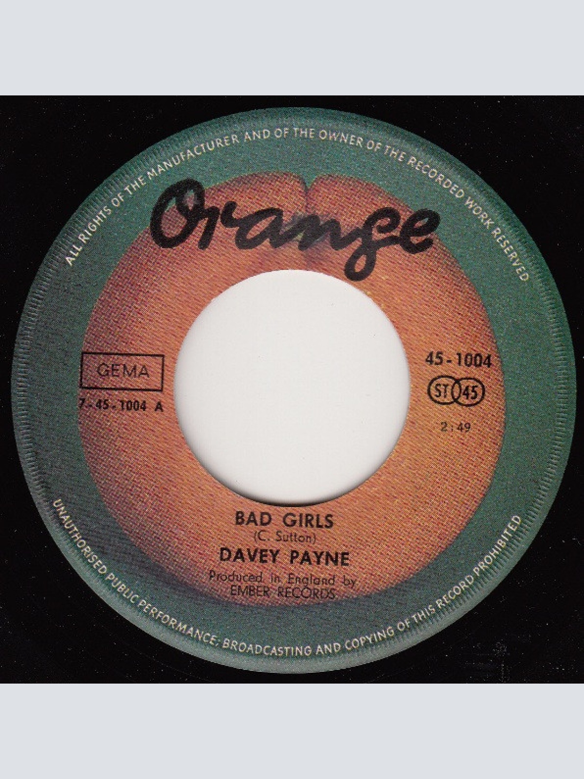 Vinyl / Davey Payne (2) - Bad Girls / Why Can't I Be Your Man?
