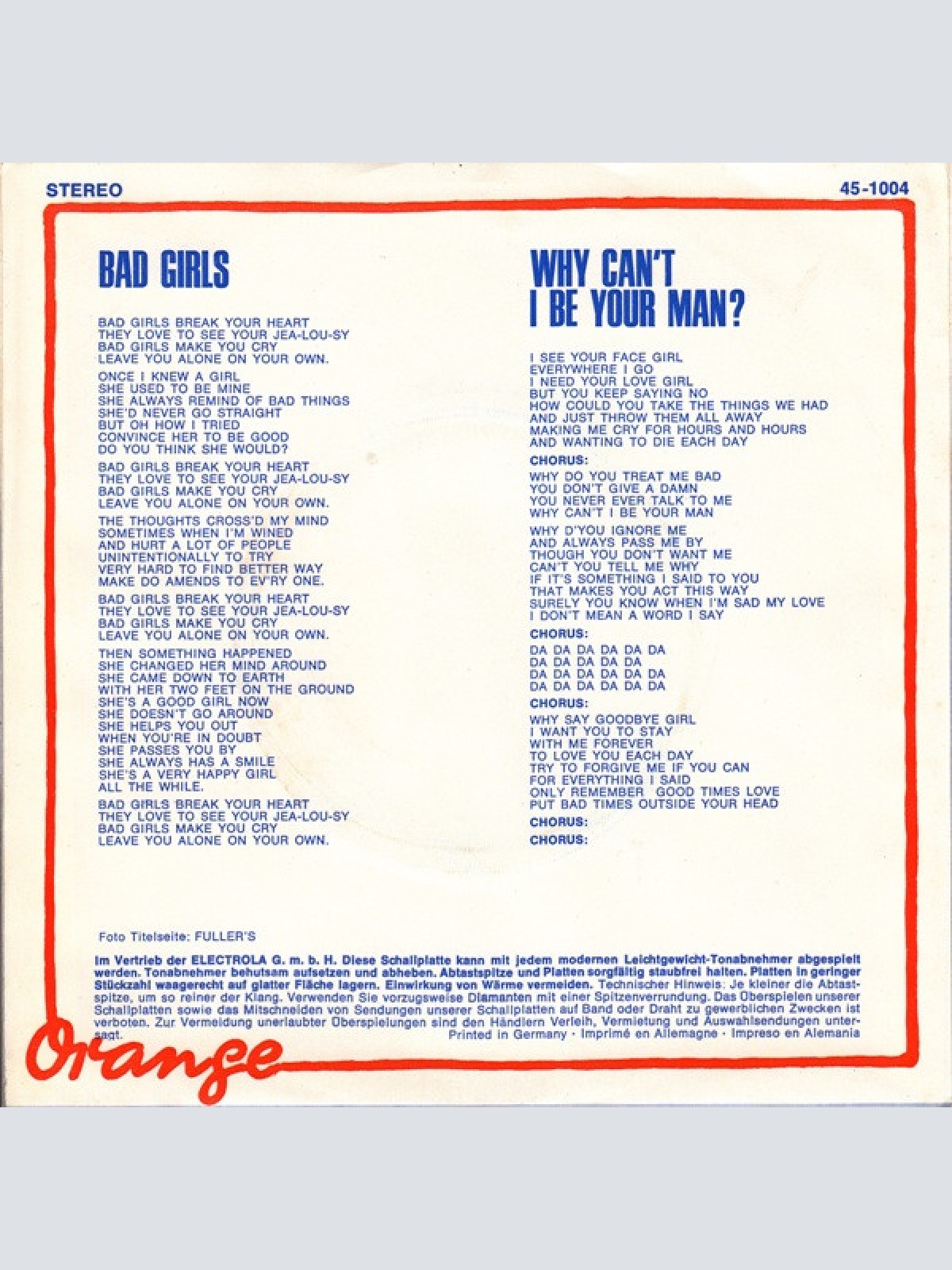 Vinyl / Davey Payne (2) - Bad Girls / Why Can't I Be Your Man?