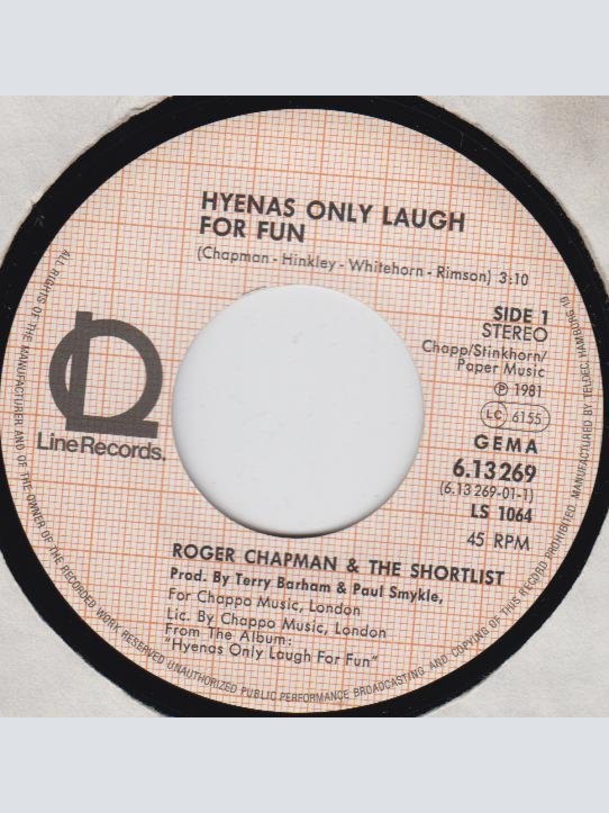 Vinyl / Roger Chapman & The Shortlist - Hyenas Only Laugh For Fun